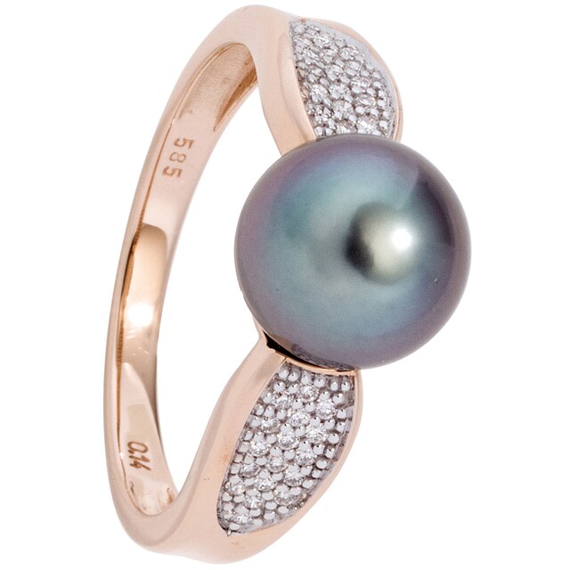 JOBO Perlenring »Ring mit Tahiti-Perle und 34 Diamanten«, 585 Roségold  online bestellen | BAUR