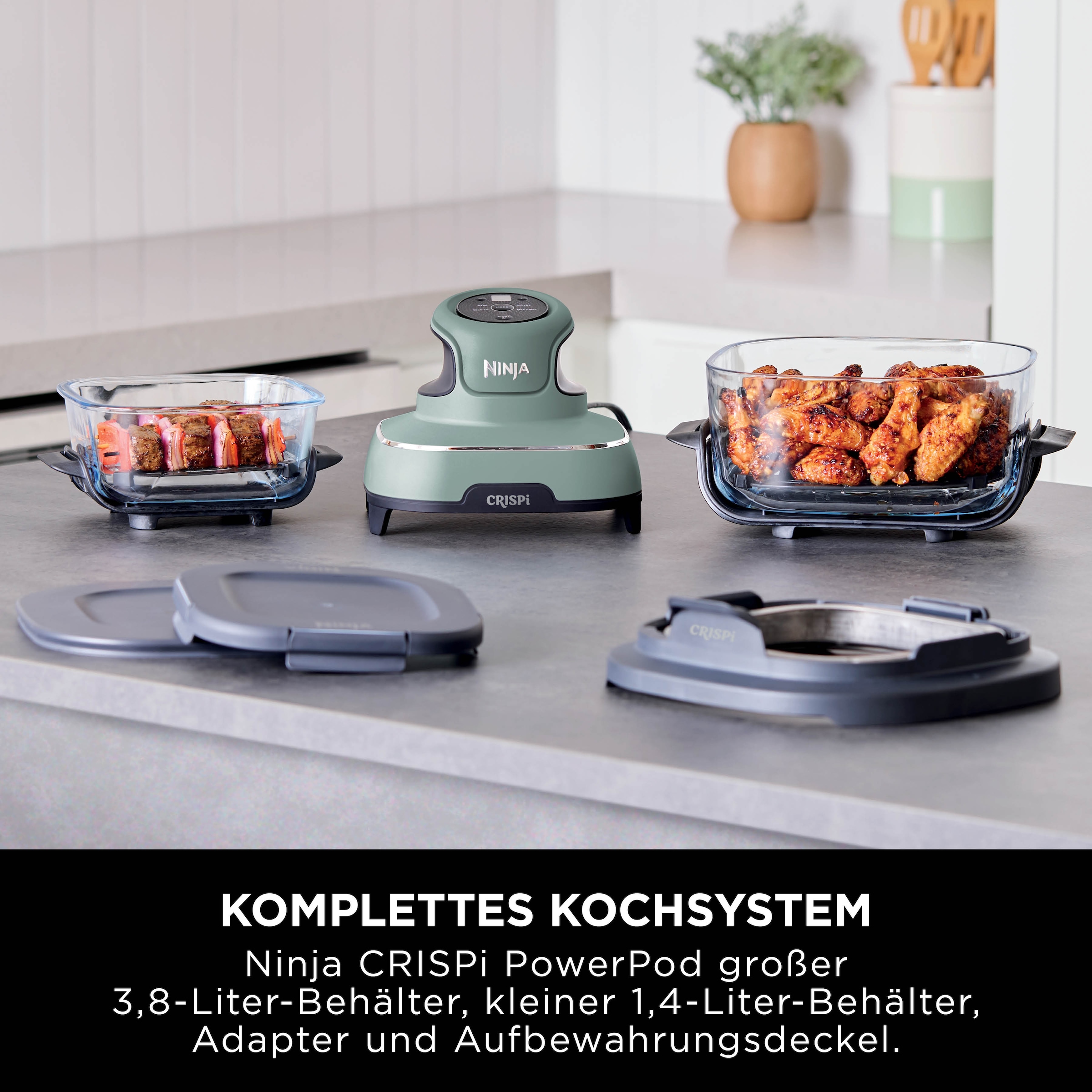 NINJA Heißluftfritteuse »CRISPi 4-in-1 Sage - FN101EUSG« 1700 W tragbar
