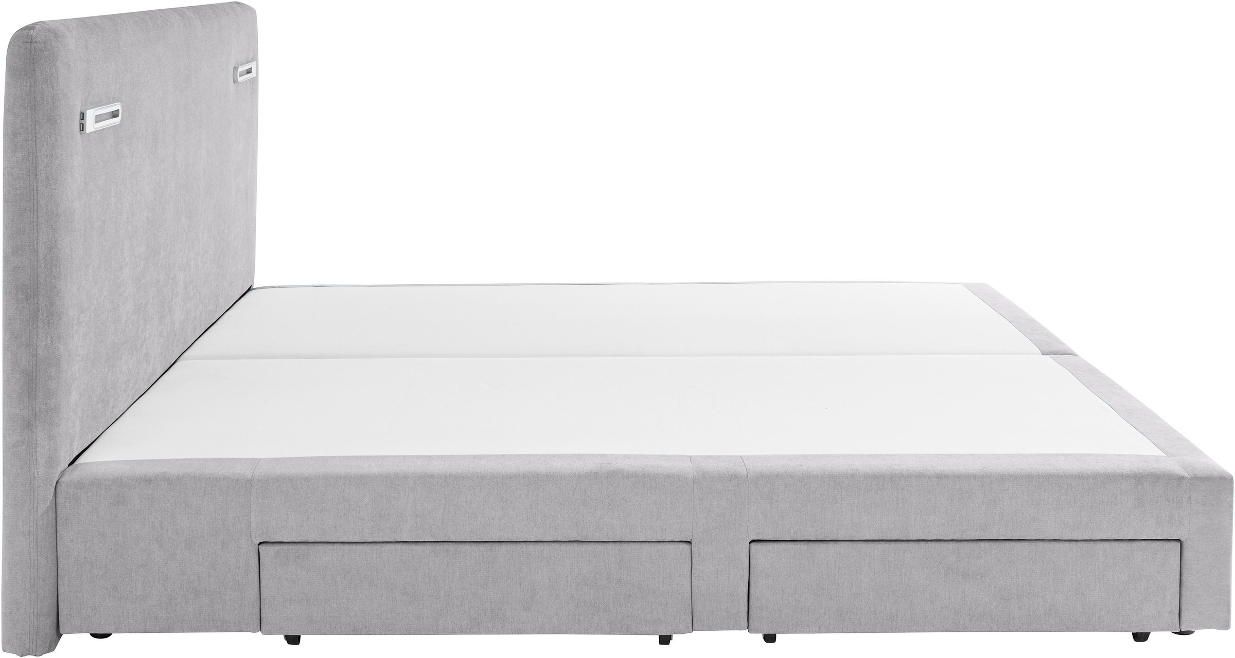 Boxbett HOME AFFAIRE "Luan", grau (platinum), B:187cm L:211cm, Komplettbetten, Boxspringbett, Schubkästen, LED-Beleuchtung und Topper, in Breite 120 cm und 180 cm 3