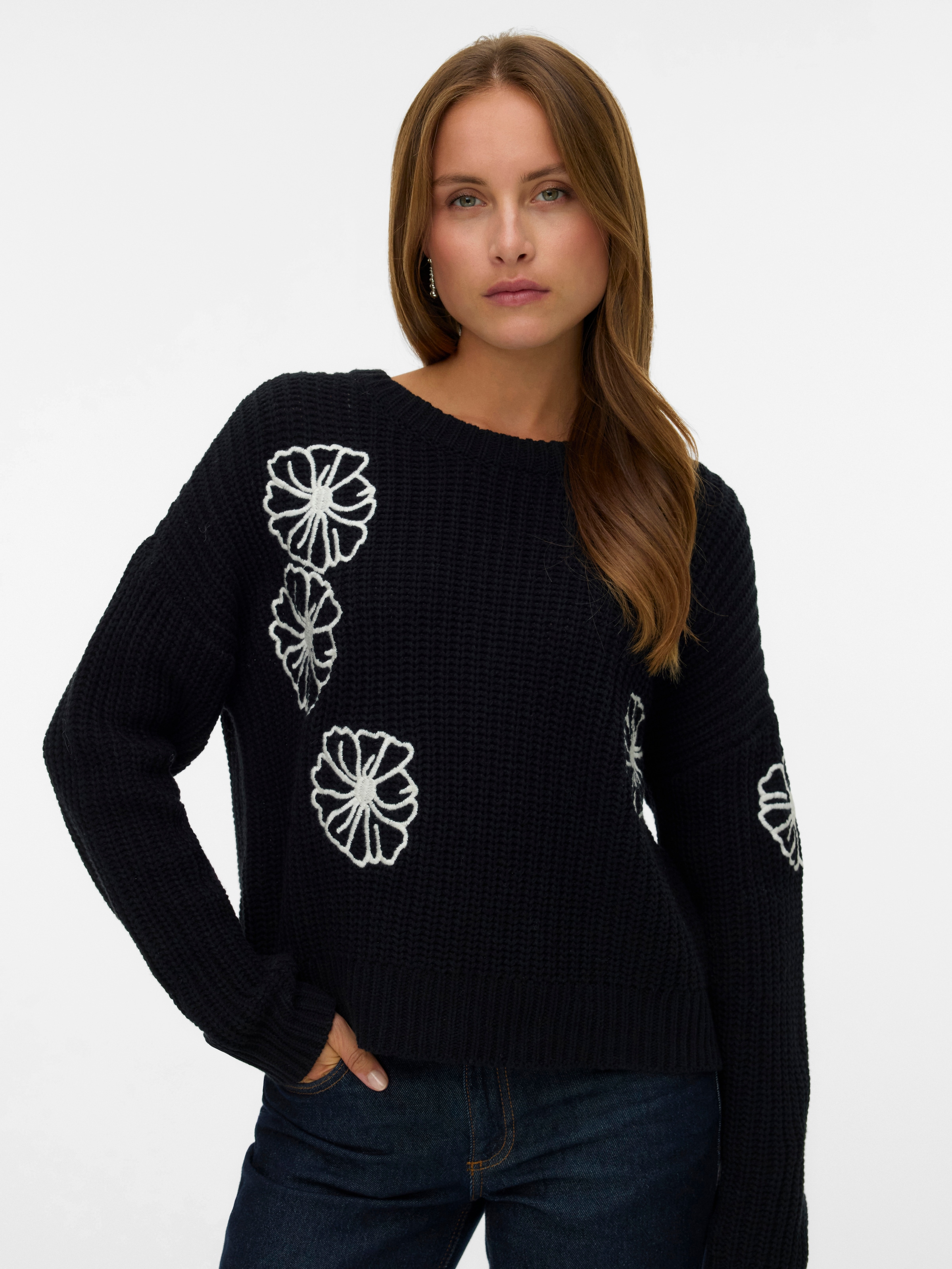 Vero Moda Rundhalspullover "VMLAURA LS O-NECK PULLOVER BOO" günstig online kaufen