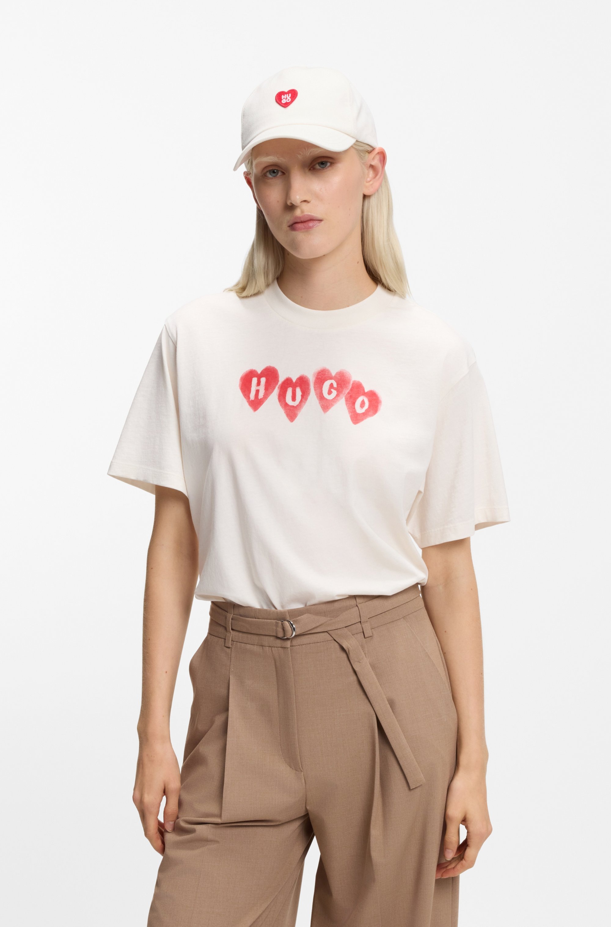 HUGO Baseball Cap "Cara Valentine" mit Aufnäher, Baumwoll-Twill günstig online kaufen