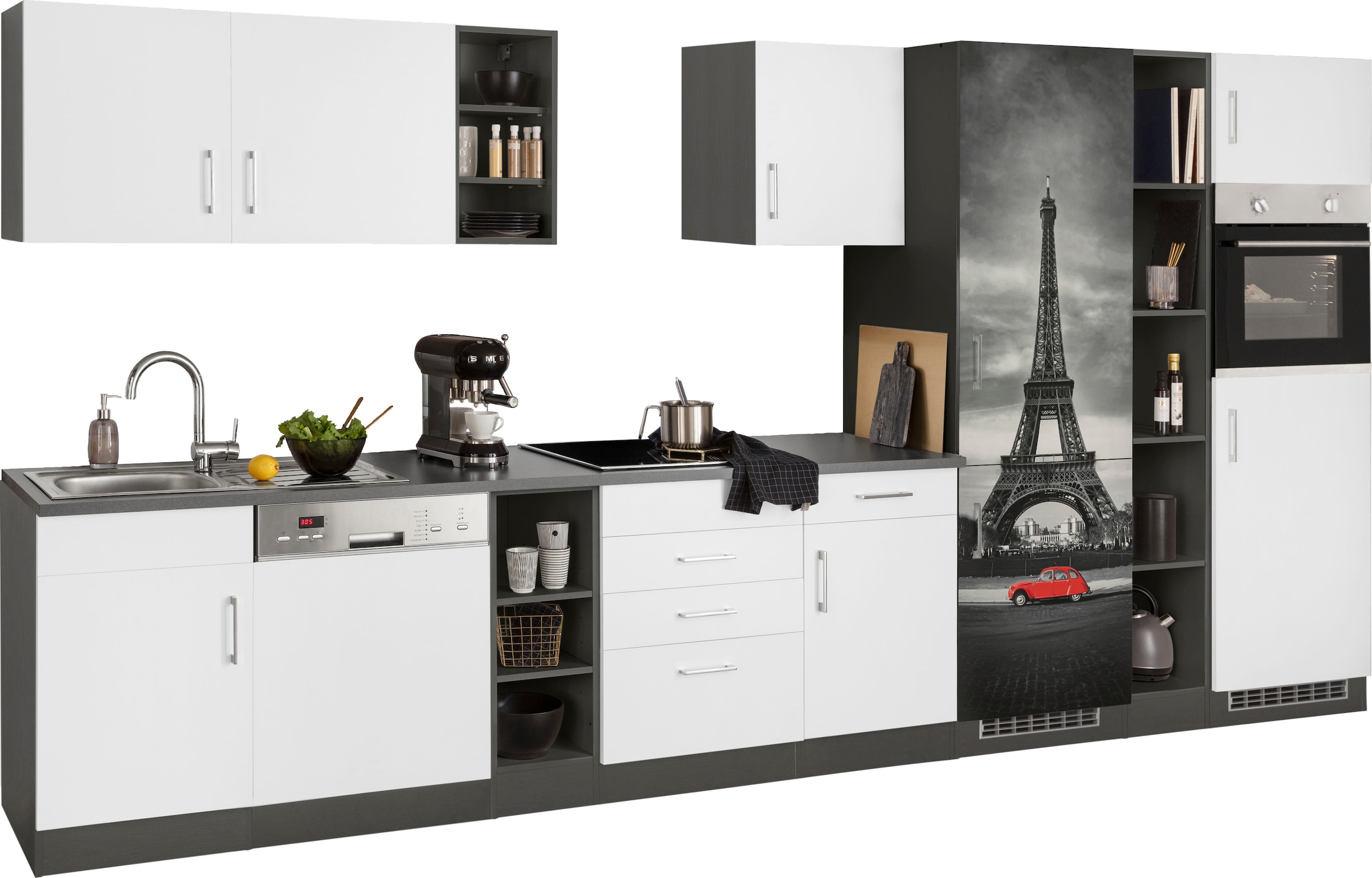 KOCHSTATION Küchenzeile »KS-Paris«, ohne E-Geräte, Breite 400 cm
