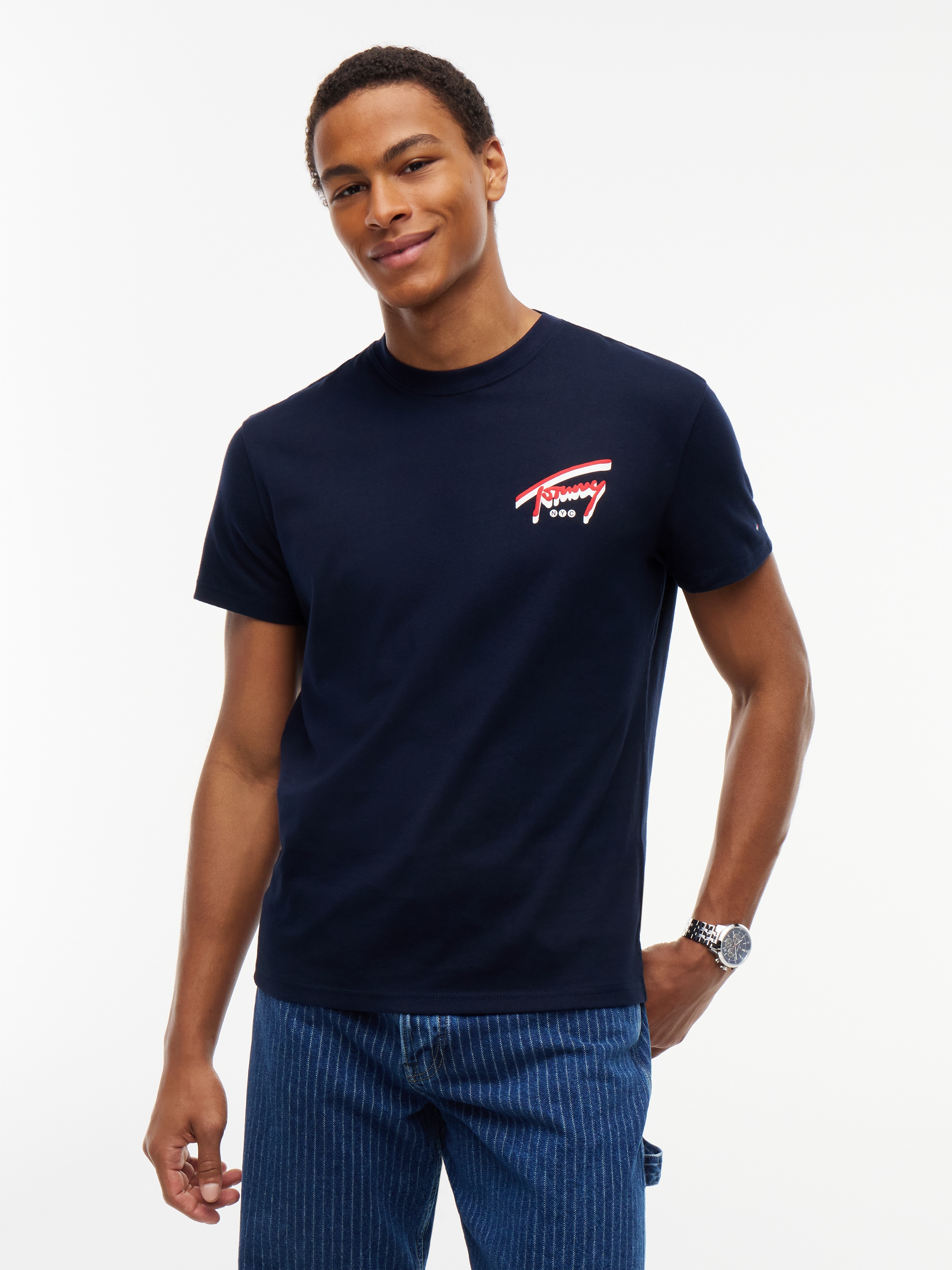 Tommy Jeans T-Shirt "REGULAR SIGN BACKPRINT TEE" Regular fit mit Markenprint