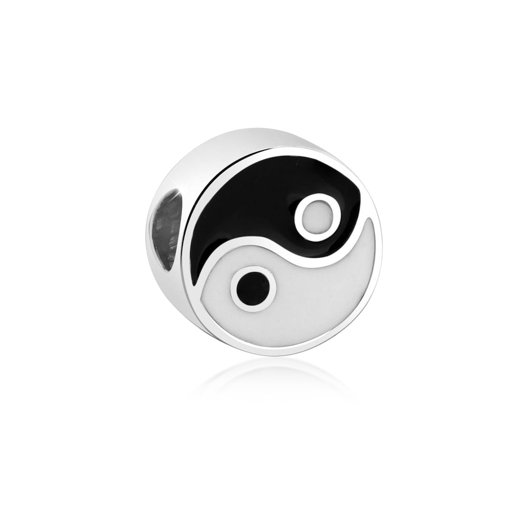 Nenalina Charm-Einhänger »Bead Anhänger Yin Yang Symbol Emaille 925 Silber«