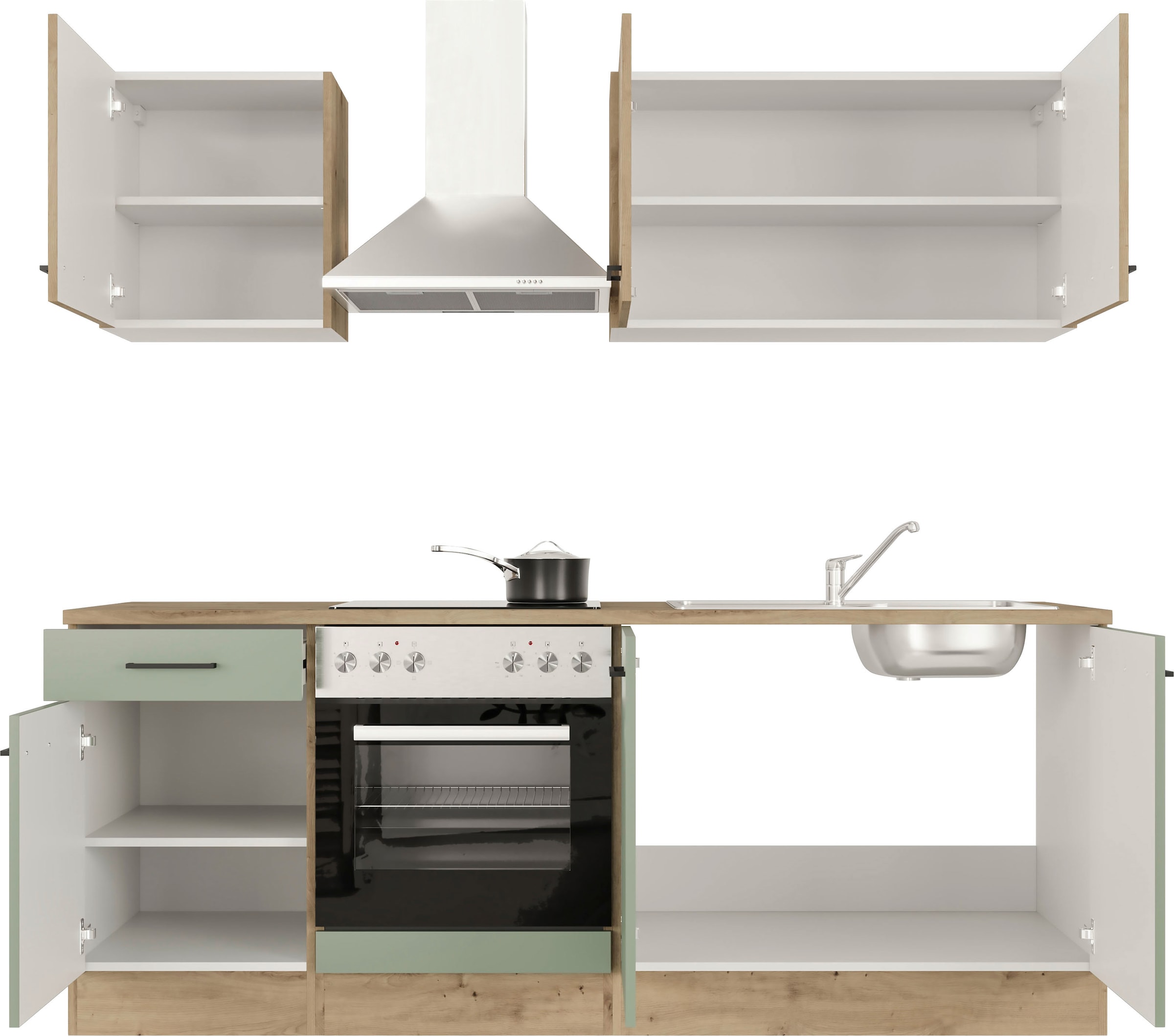 Flex-Well Küche »Cara«, mit und ohne E-Geräten erhältlich, Gesamtbreite 210 cm