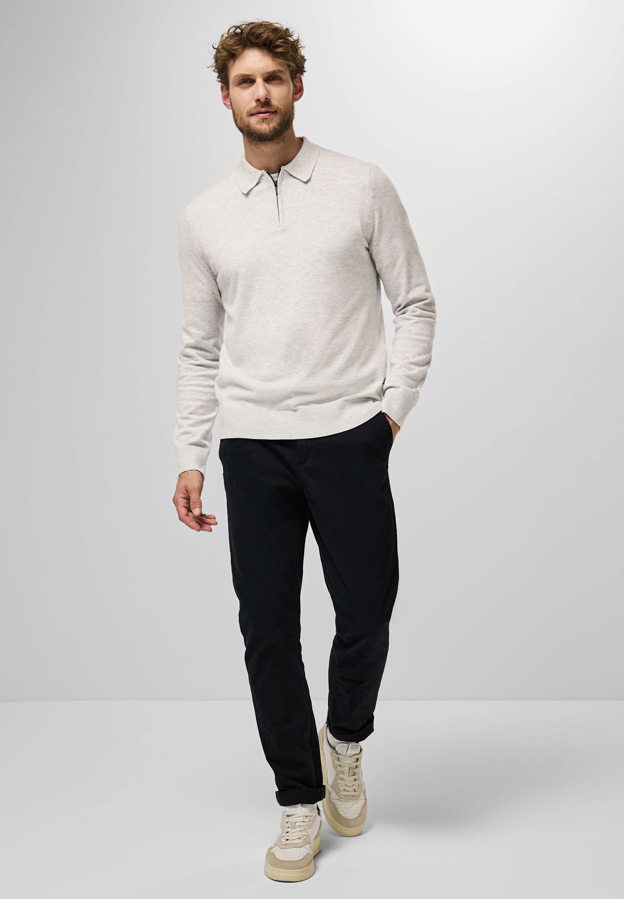 STREET ONE MEN Poloshirt, mit Materialmix