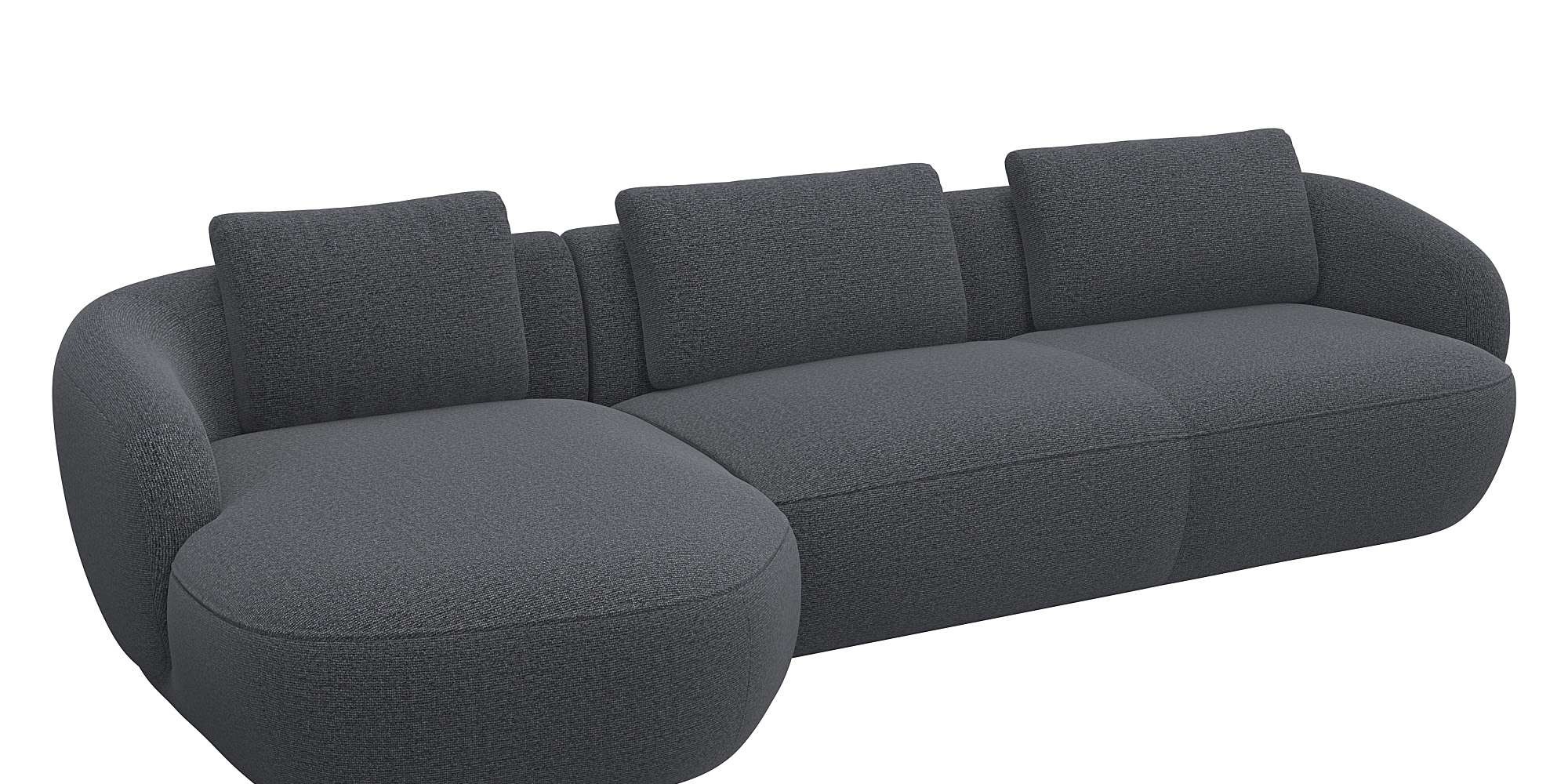 FLEXLUX Wohnlandschaft »Torino, rund, L-Form, Sofa-Ecke mit Recamiere, Longchair-Sofa«, Modernes, organisches Sofa-Design, Kaltschaum, Wellenunterfederung