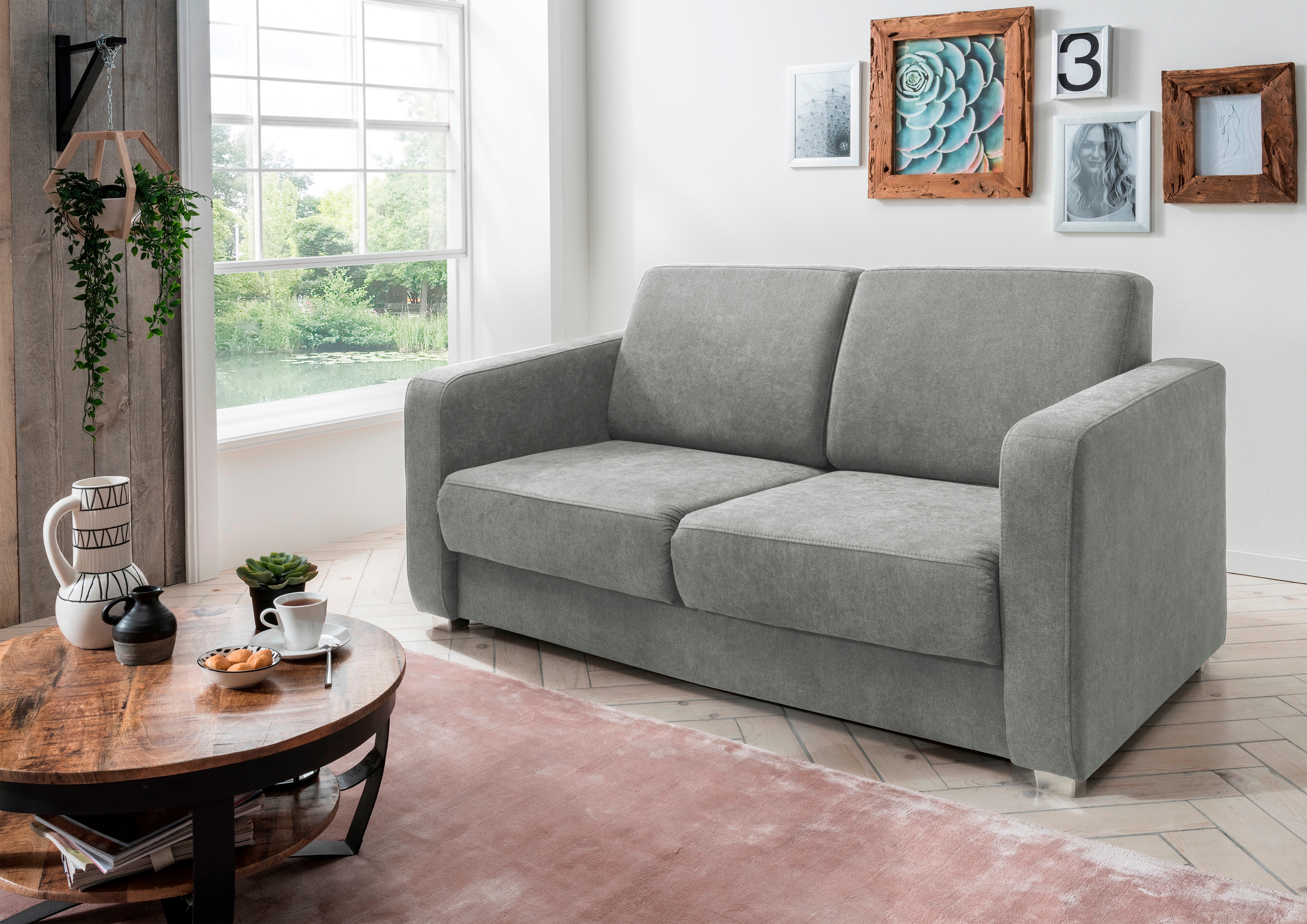 Home affaire Schlafsofa "MIA modern und bequem, schmale Armlehnen, Einzelauszug" mit 2 Einzelauszügen als Längsschläfer