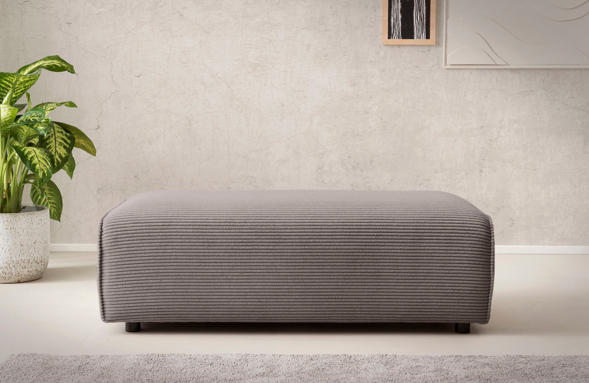 LeGer Home by Lena Gercke Hocker "PIARA, Polsterhocker mit Kedernaht, Cord, günstig online kaufen