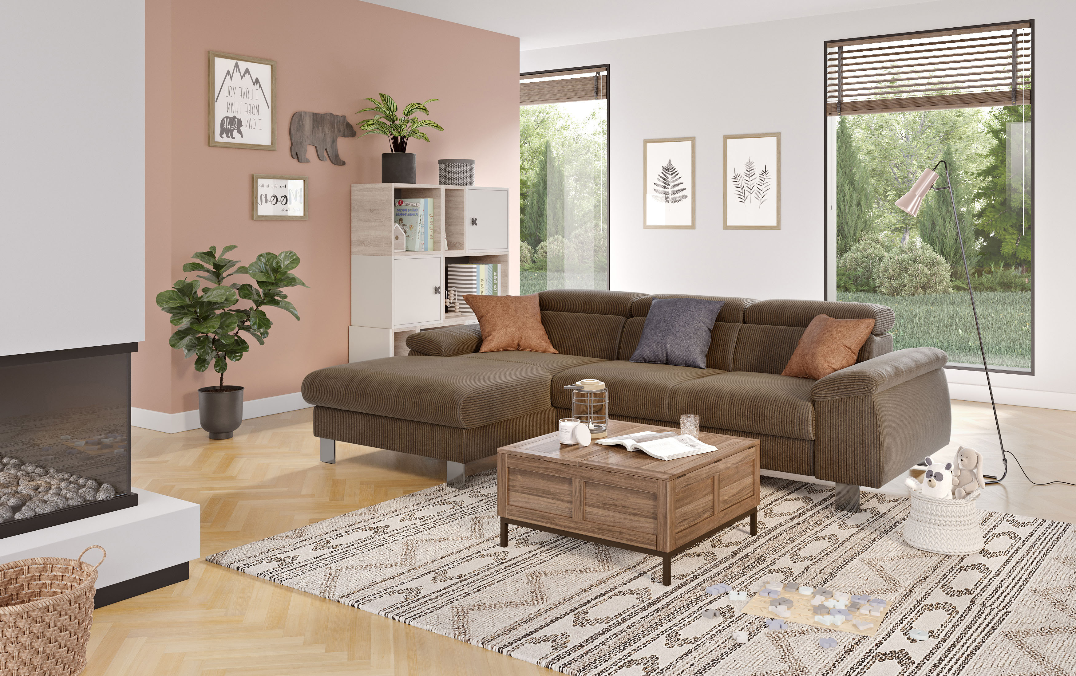 COTTA Ecksofa "Komaris L-Form, B: 244 cm" mit Kopfteilverstellung, optional Schlaffunktion, Bettkasten & Licht