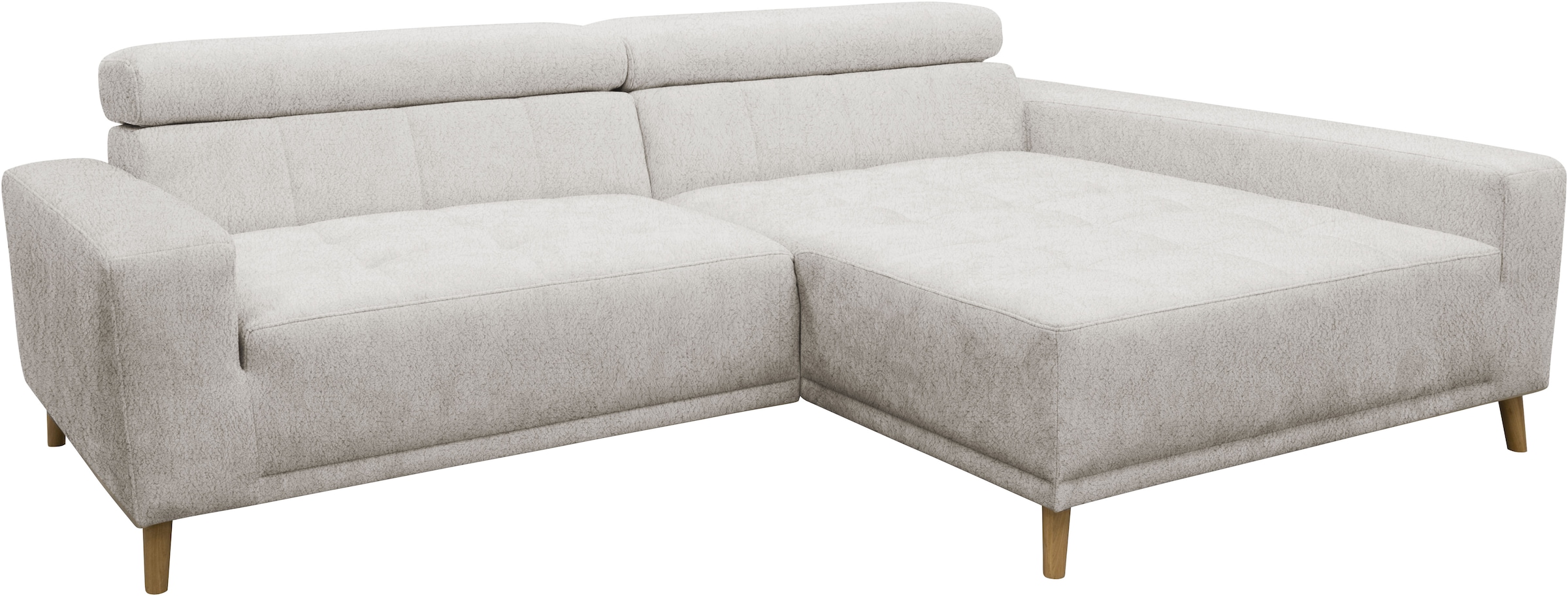 OTTO home Ecksofa »Greevy 248 x 172 cm mit Steppungen, für gängige Saugroboter geeignet« Kopfteile verstellbar, aus pflegeleichtem, weichem Luxus-Microfaser