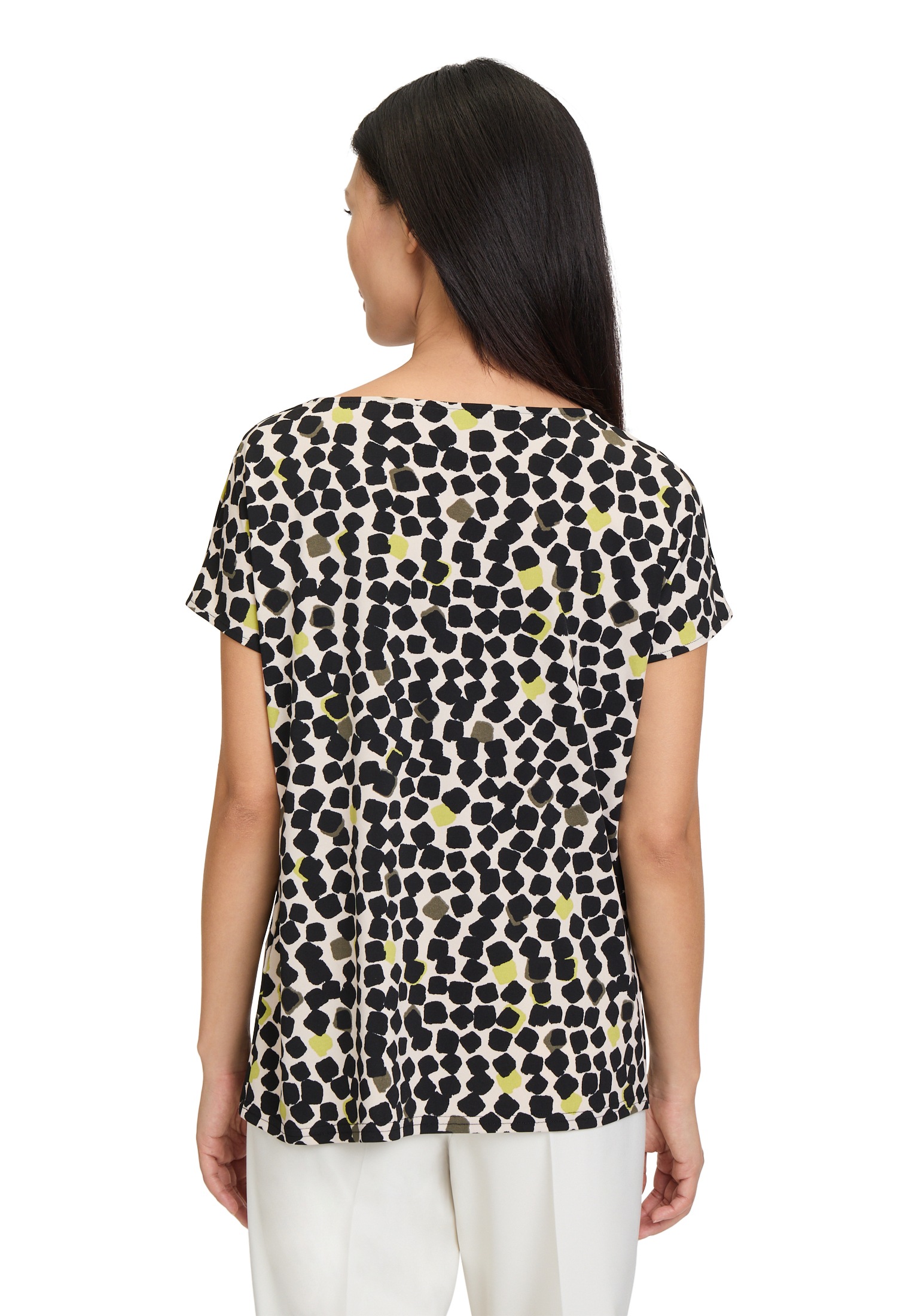 Betty Barclay Kurzarmshirt »Betty Barclay Printshirt mit Wasserfallausschnitt«, (1 tlg.), Material