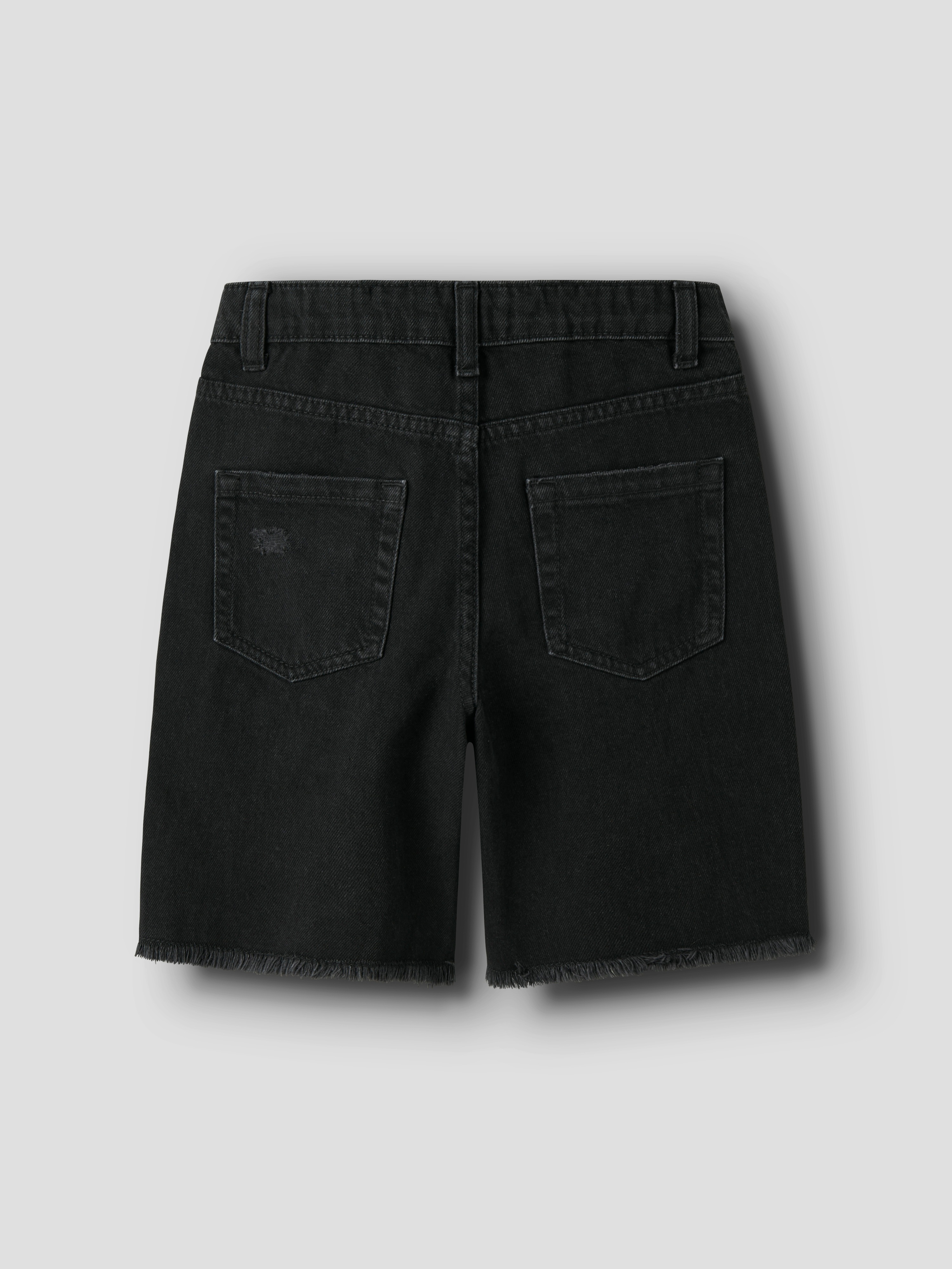 Thumbnail - Name It Jeansbermudas "NKFBELLA HW WIDE DNM SHORTS 1488-BE NOOS" Baumwolle, ausgefranster Saum