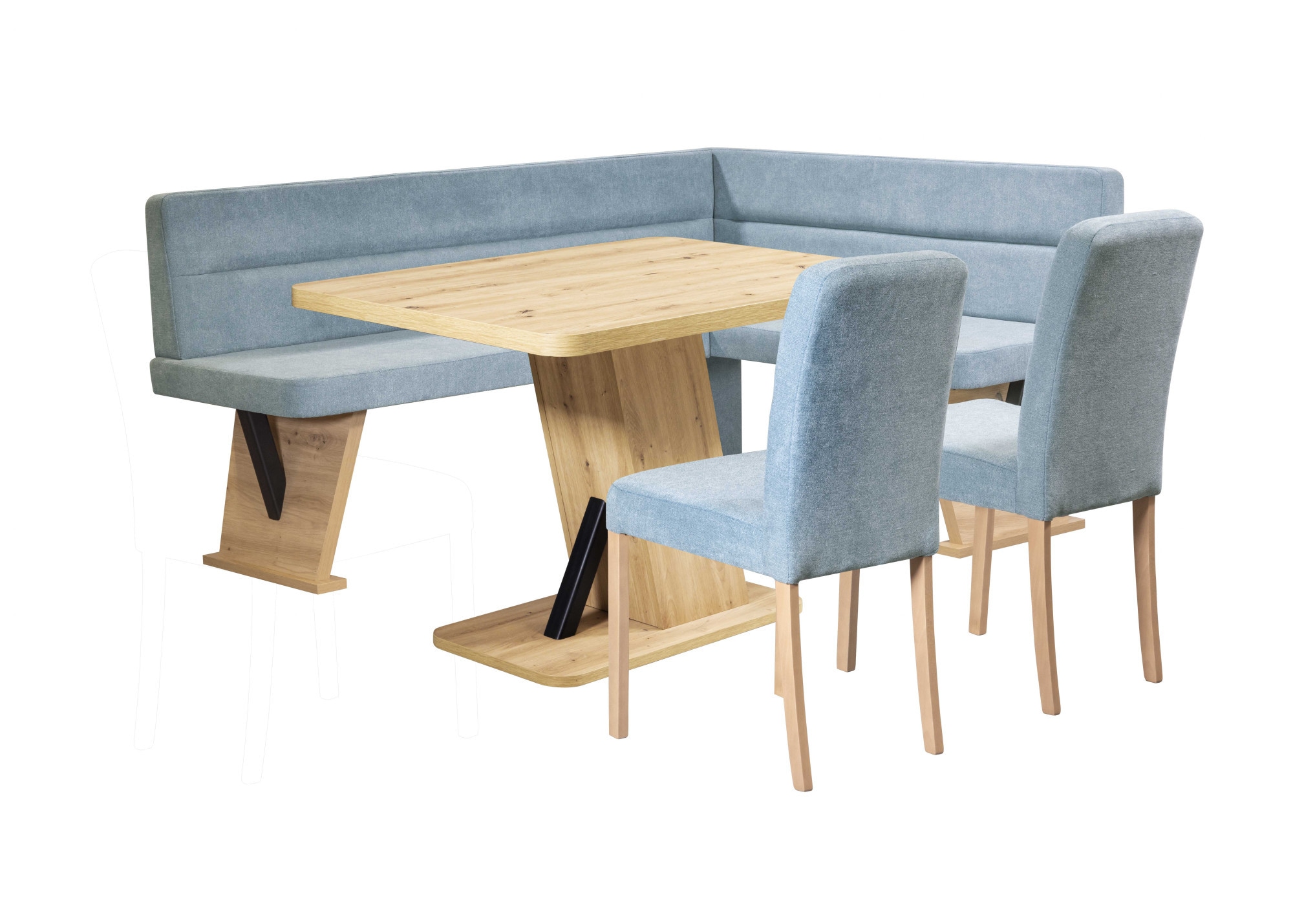 Home affaire "Laros Sitzgruppe, Eckbank, Stühle, Tisch" Set, 4tlg Set, perfekt für Küche, Esszimmer, Wohnzimmer, Bestseller