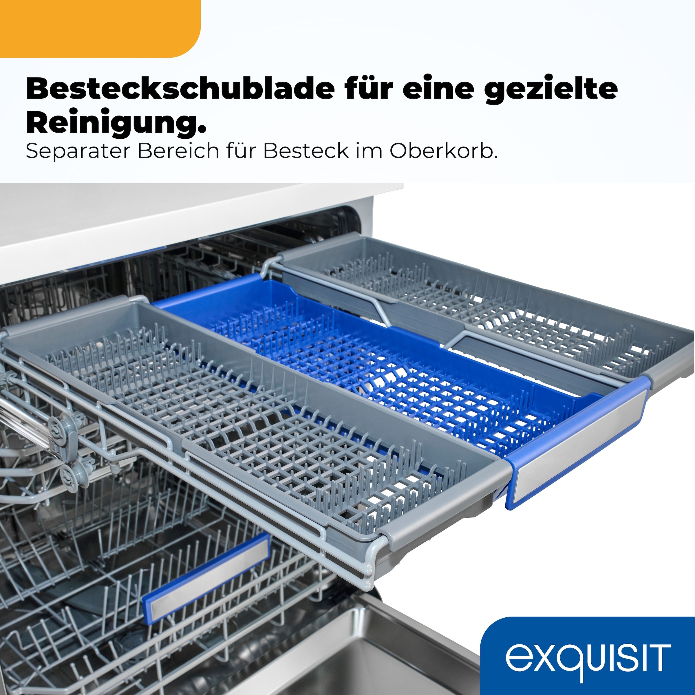 exquisit Standgeschirrspüler 9616 »GSP9616-450B weiss« 10,9 l 16 tlg. Maßgedecke 16 Maßgedecke & flüsterleise 44 dB – stark und angenehm ruhig