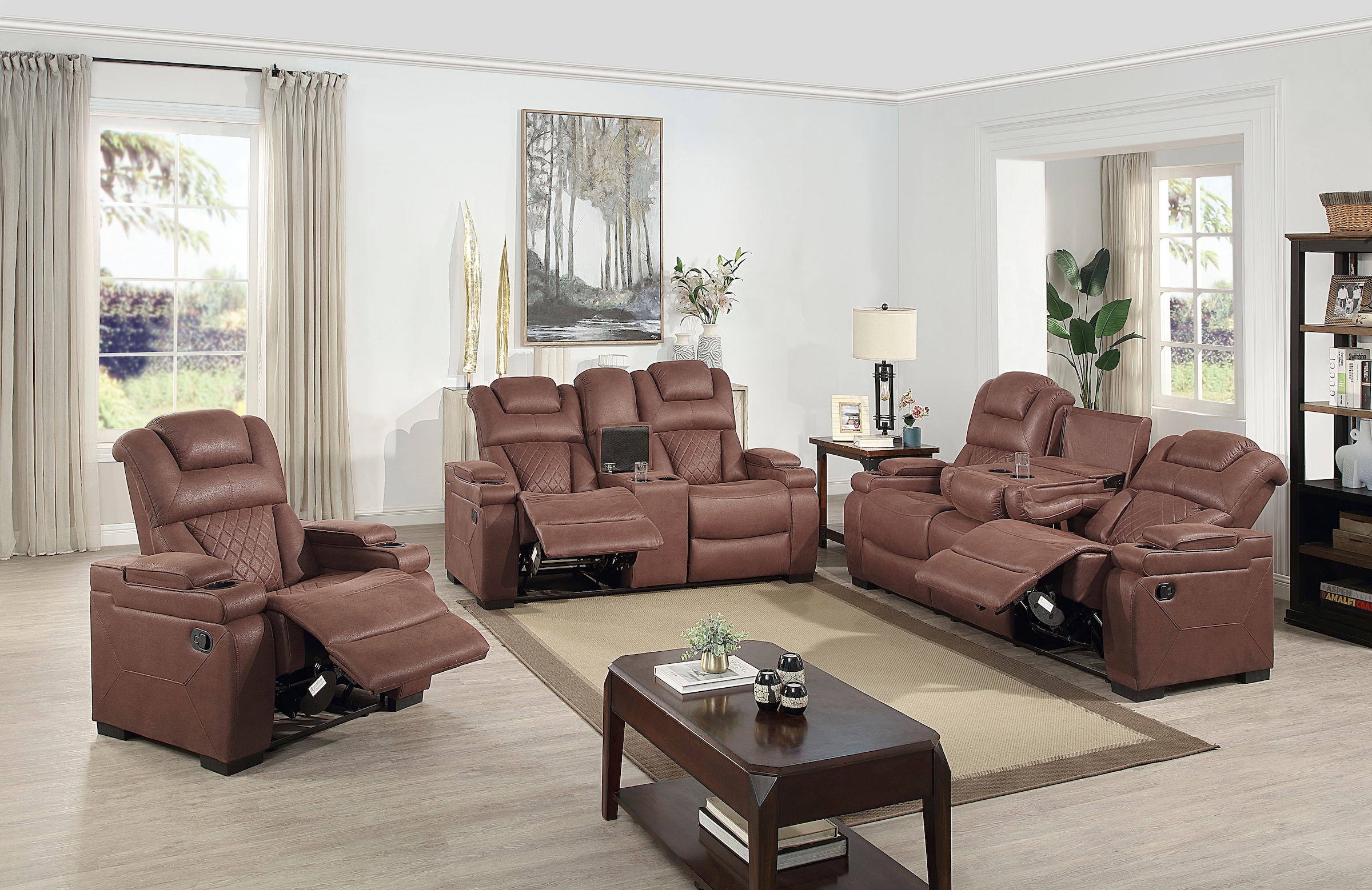 ATLANTIC home collection 3-Sitzer »Faris«, Zwei Relaxfunktionen, klappbare Konsole mit Getränkehalter