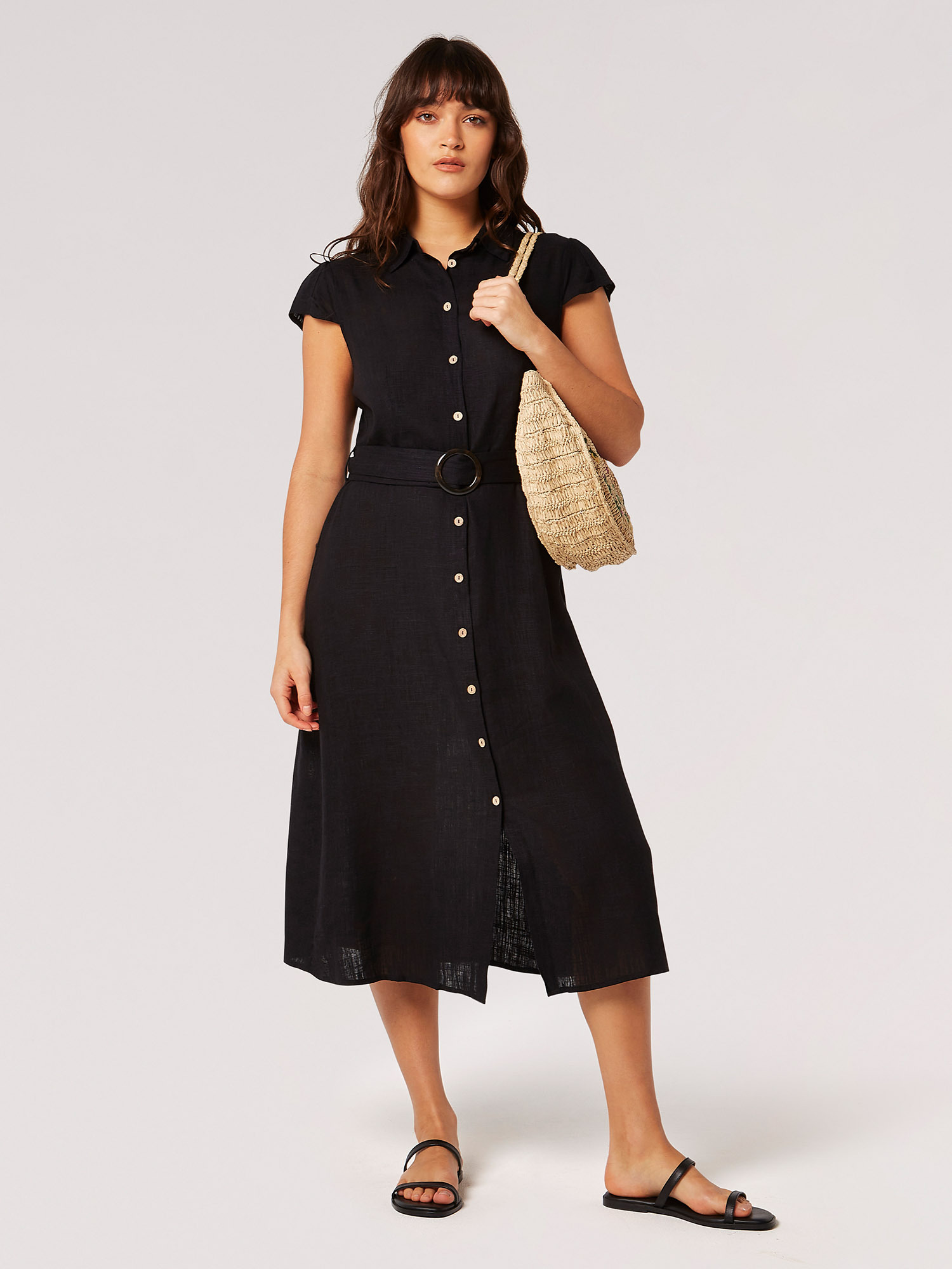 Apricot Midikleid "Vintage-Knopfkleid" 2 tlg. mit Gürtel