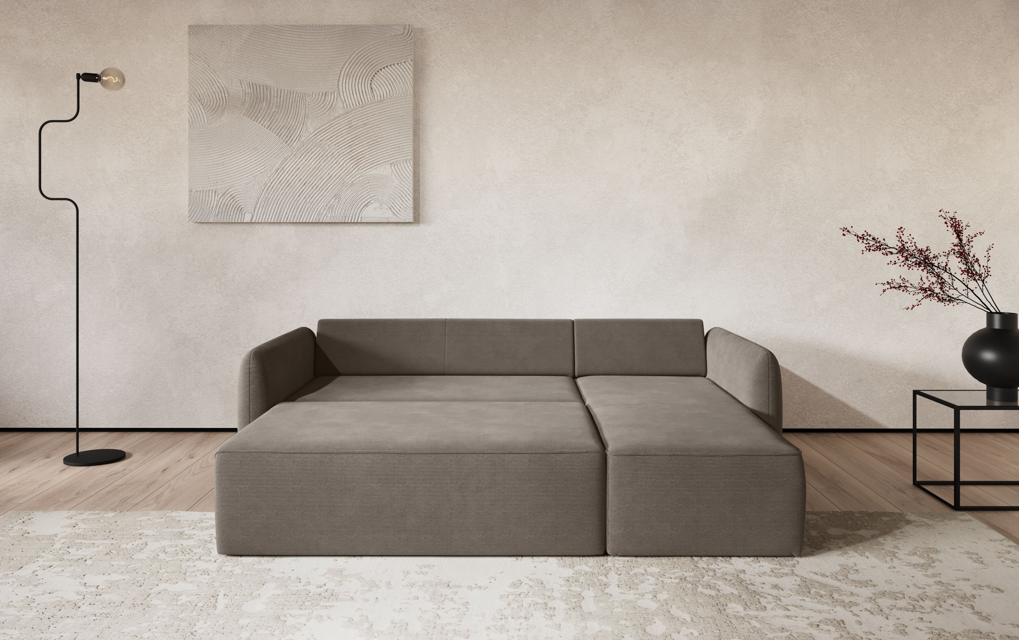 COTTA Ecksofa "Flow, bequem, L-Form, Breite 239 cm, schmale Armlehnen" wahlweise mit Schlaffunktion