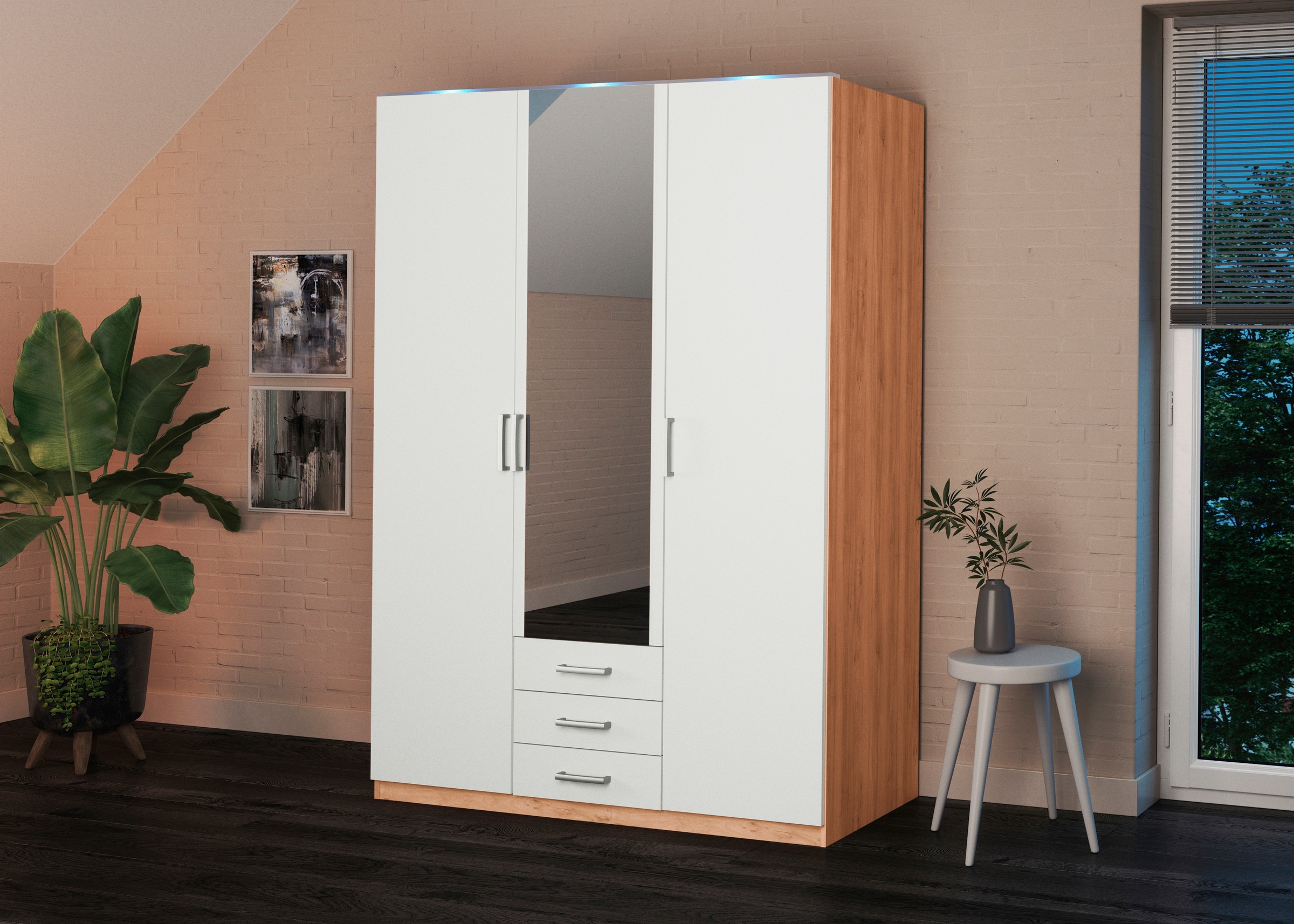 priess Kleiderschrank »Amsterdam, viel Stauraum durch viele Schubkästen« mit oder ohne LED-Beleuchtung