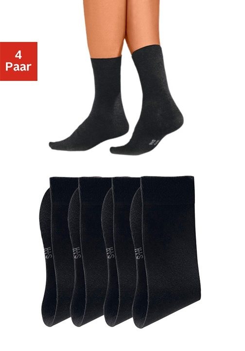 H.I.S Basicsocken "Herren Business Socken Strümpfe Anzugsocken Atmungsaktiver Baumwolle" Packung, 4 Paar tlg. mit hohem Baumwollanteil