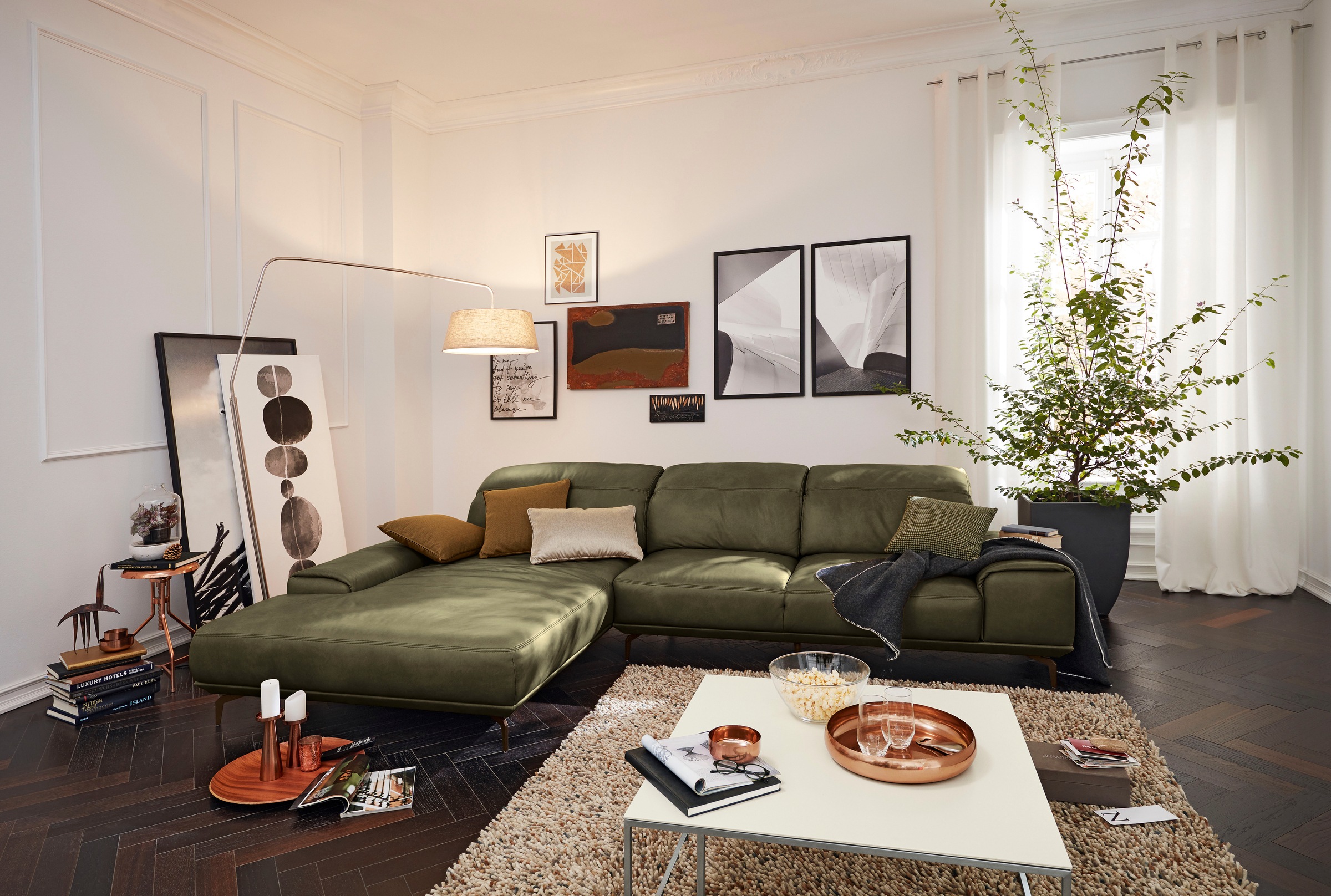 Musterring Wohnlandschaft »MR 2490«, Bronze-Fuß Sitzhöhe 46cm, wahlweise mit Funktionen, Maße 342 x 207 cm