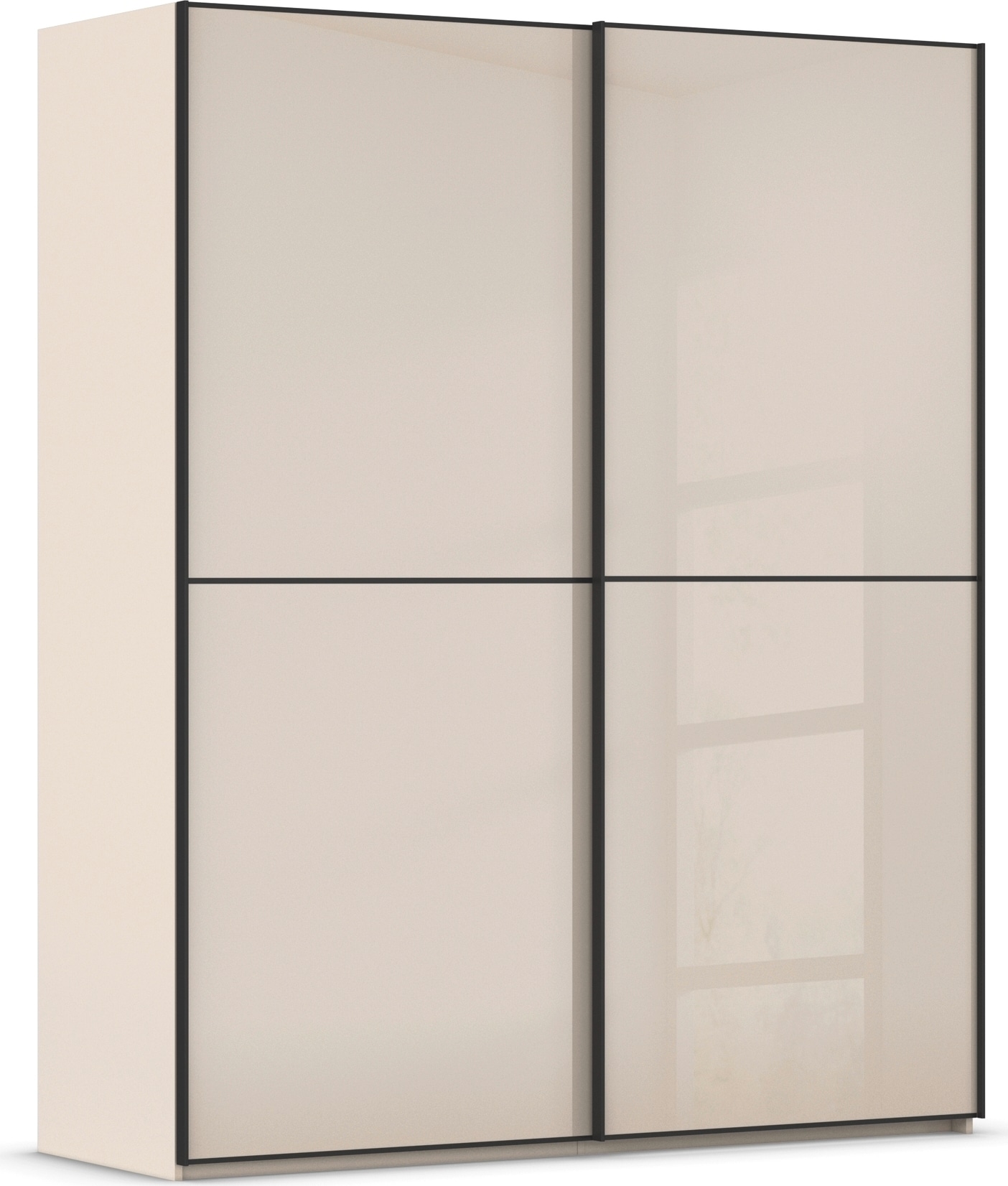 rauch Schwebetürenschrank "Kleiderschrank Schrank Garderobe Schlafzimmerschrank SCALE-DUO" edle zweigeteilte Türen Glas-Front mit 3 Zierleisten MADE IN GERMANY