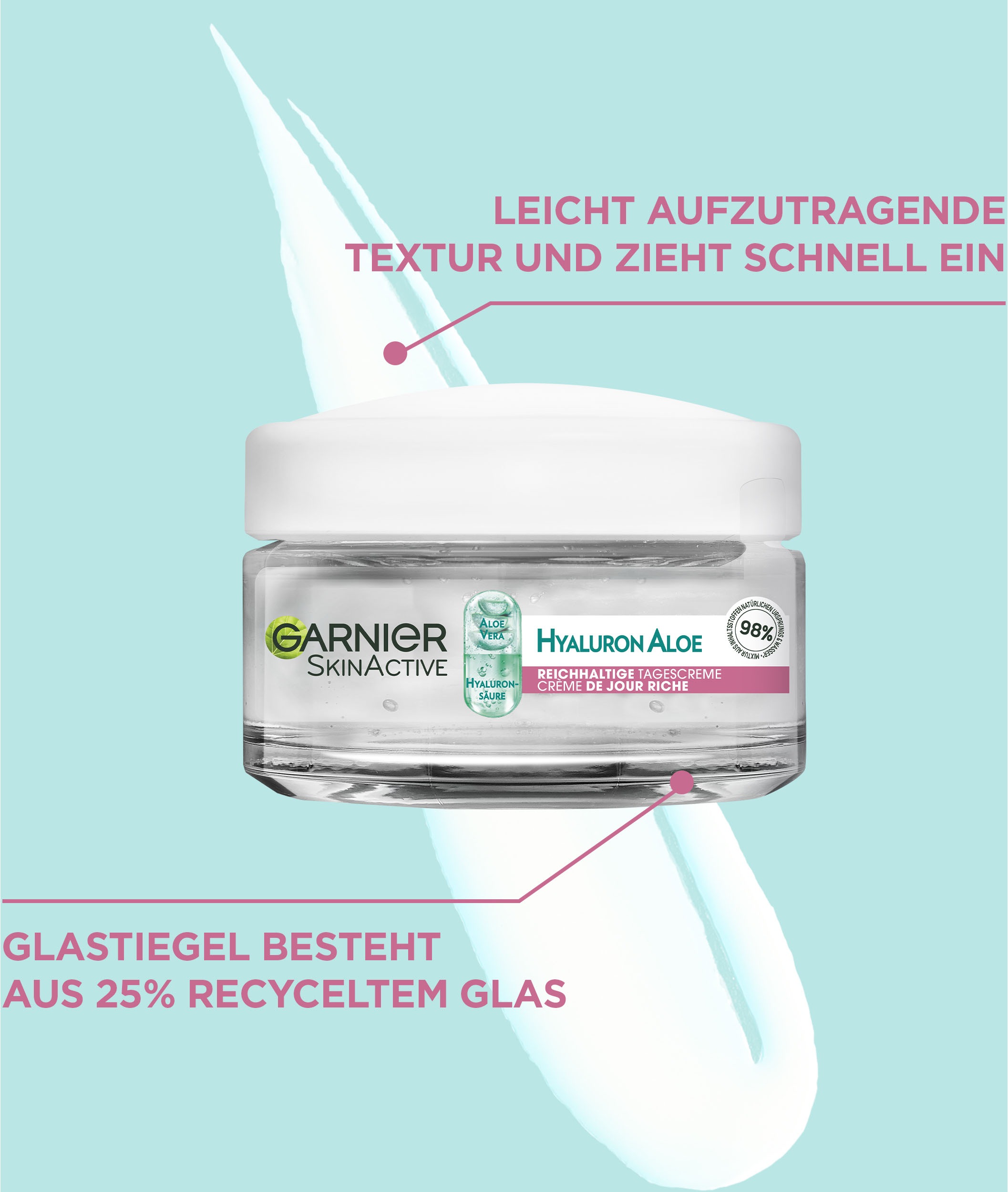 GARNIER Gesichtsgel »Garnier Hyaluron Aloe Reichhaltige Tagescreme«, mit hoher Wirksamkeit