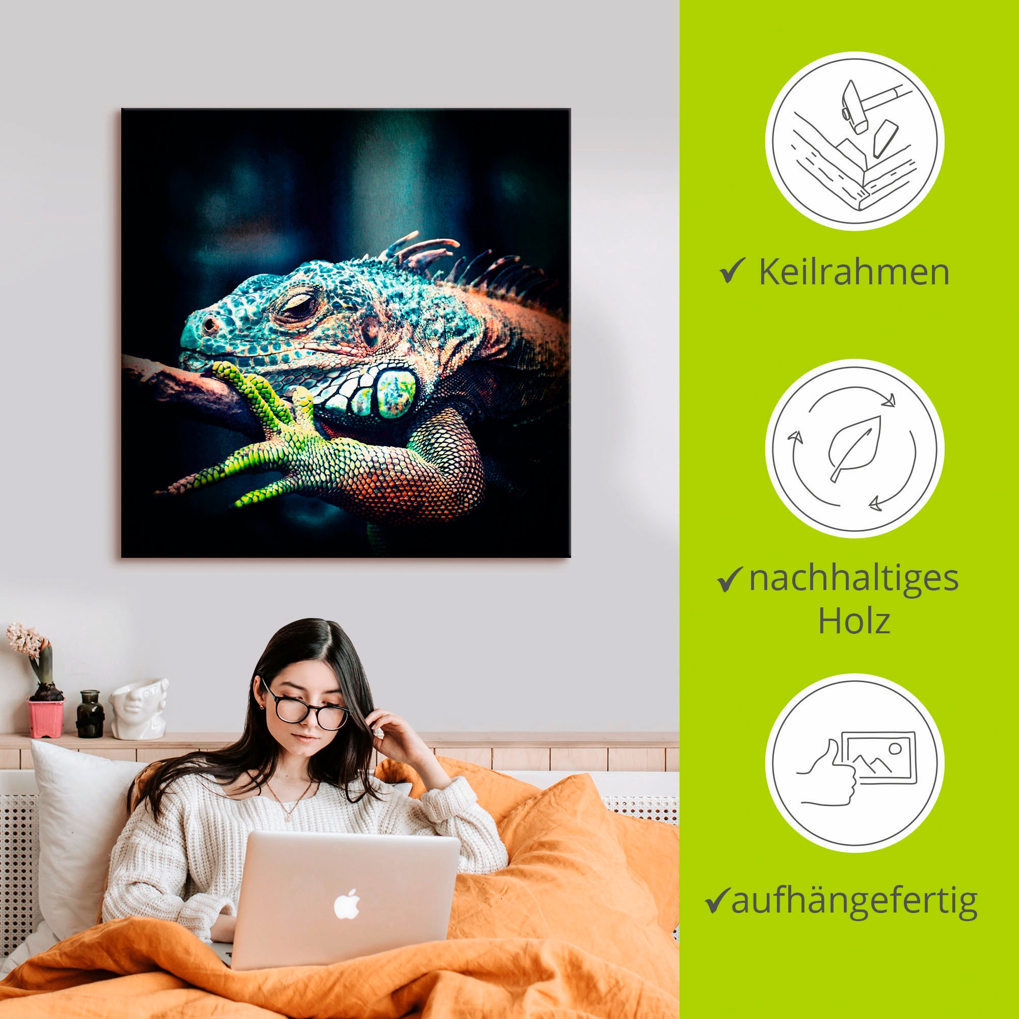 Artland Wandbild »Leguan«, Reptilien, (1 St.), als Leinwandbild, Poster in verschied. Größen