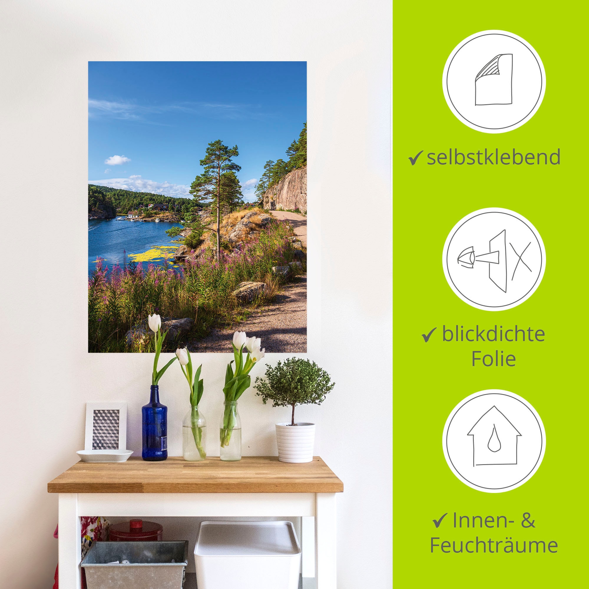 Artland Wandbild »Bucht Stølekilen bei Søgne in Norwegen«, Küstenbilder, (1 St.), als Alubild, Leinwandbild, Wandaufkleber oder Poster in versch. Größen