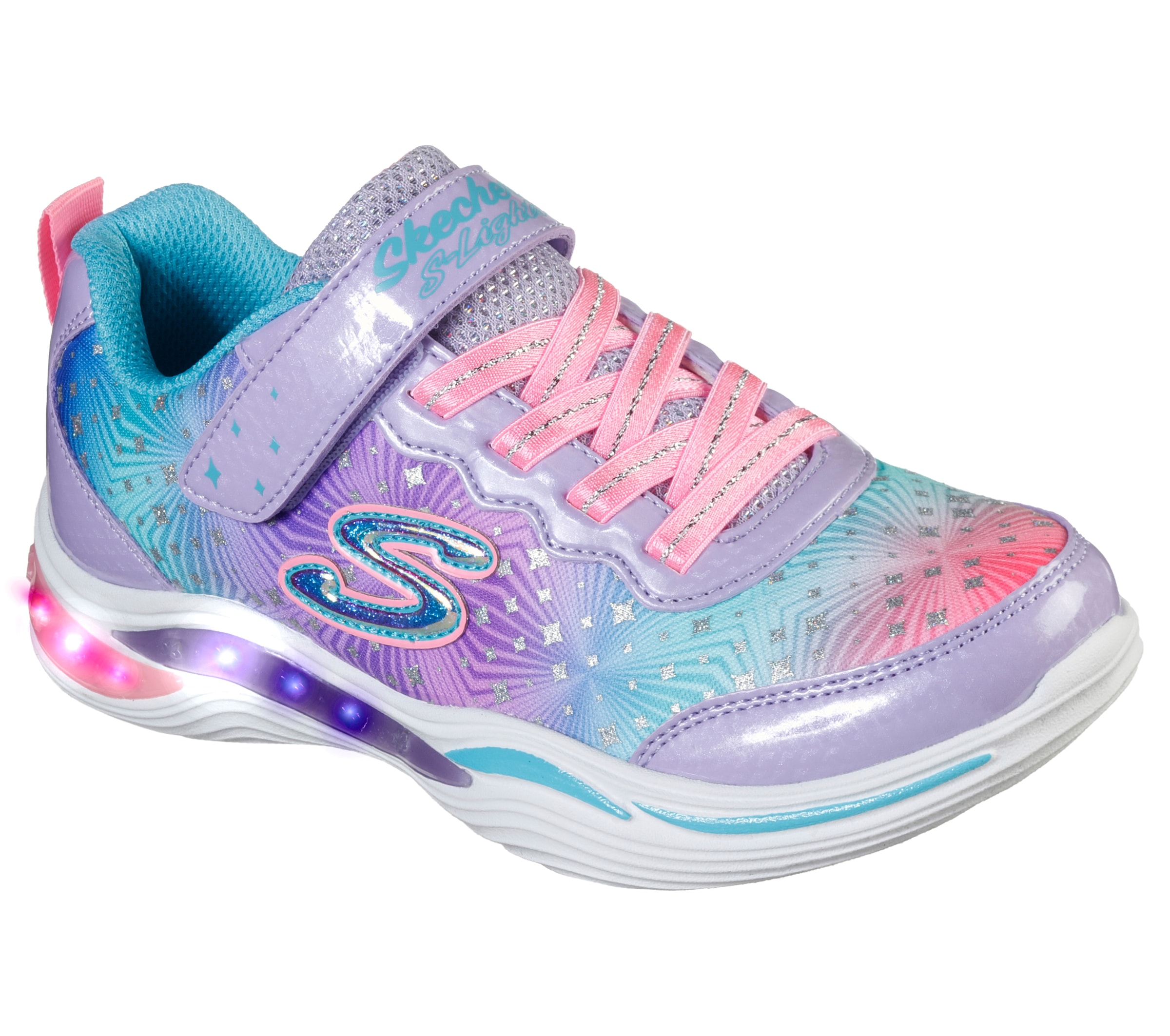 Skechers Kids Sneaker »Blinkschuh POWER PETALS - PAINTED DAISY«, mit cooler Blinkfunktion, Freizeitschuh, Halbschuh, Schnürschuh