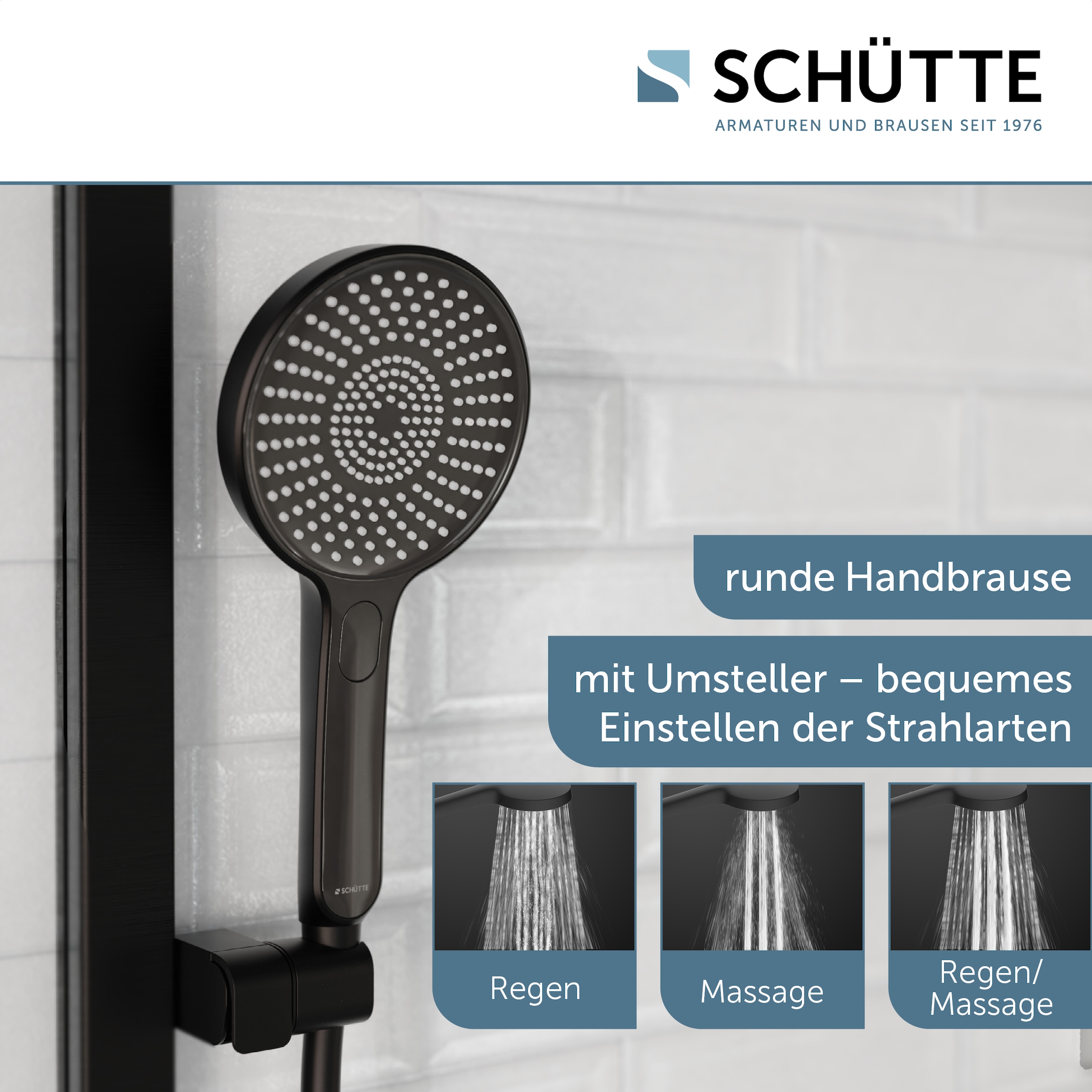 Schütte Stangenbrause-Set »KARIBIK«, (Komplett-Set), höhenverstellbar, mit Antikalk-Beschichtung, wassersparend