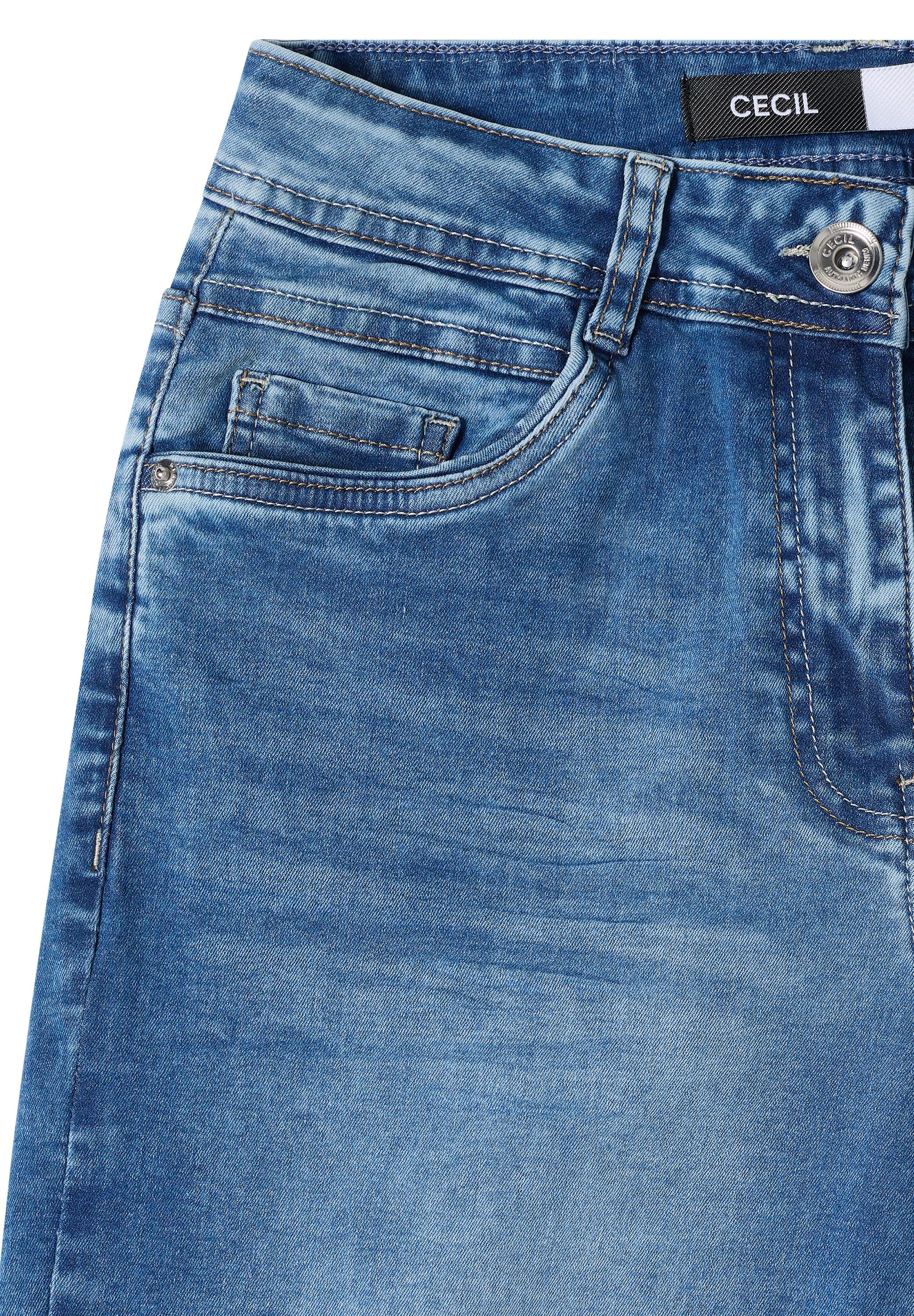 Loose-fit-Jeans CECIL, Damen, Gr. 30, Länge 32, authentic used wash, Jeans, 78% Baumwolle, 20% Polyester, 2% Elasthan, unifarben, lang, Jeans, High Waist 3