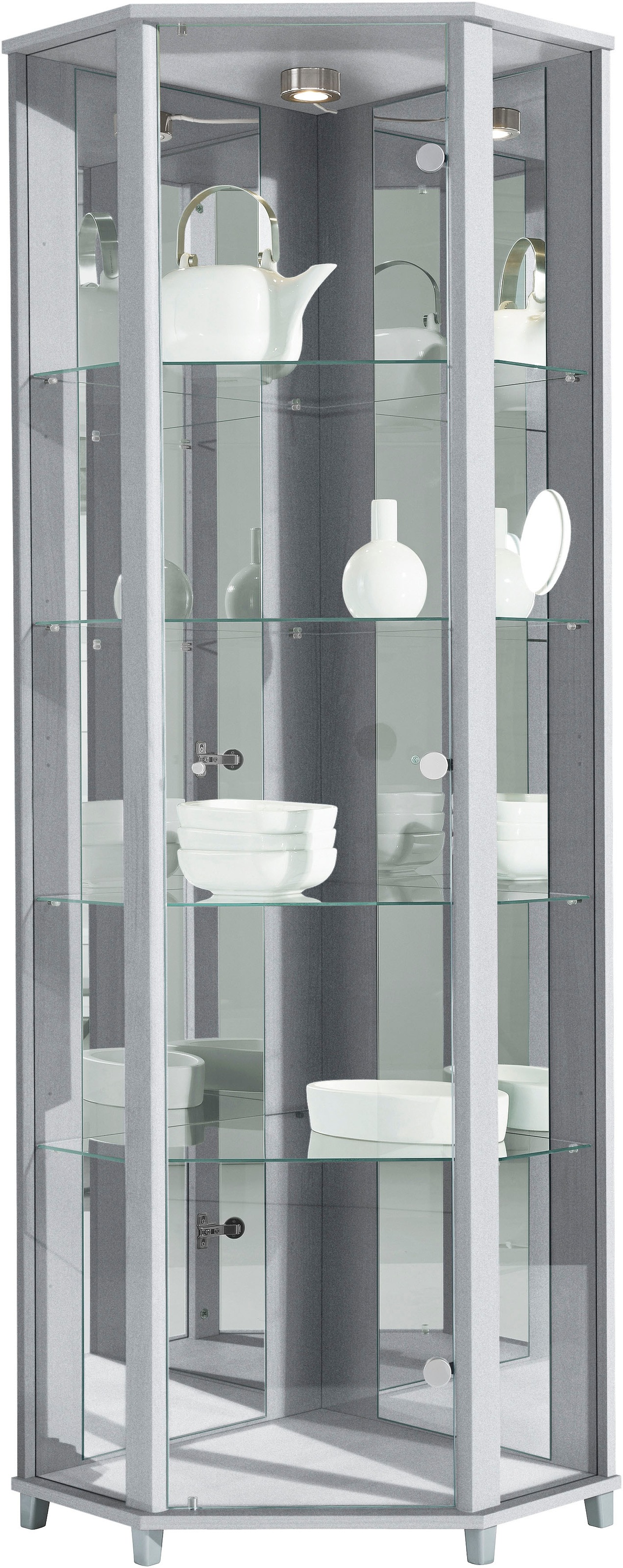 fif möbel Eckvitrine »TRIO Höhe ca. 172 cm, ink. Beleuchtung«, Eckvitrine/Glasvitrine 1x Glastür, perfekt für Sammler, Sammlervitrine