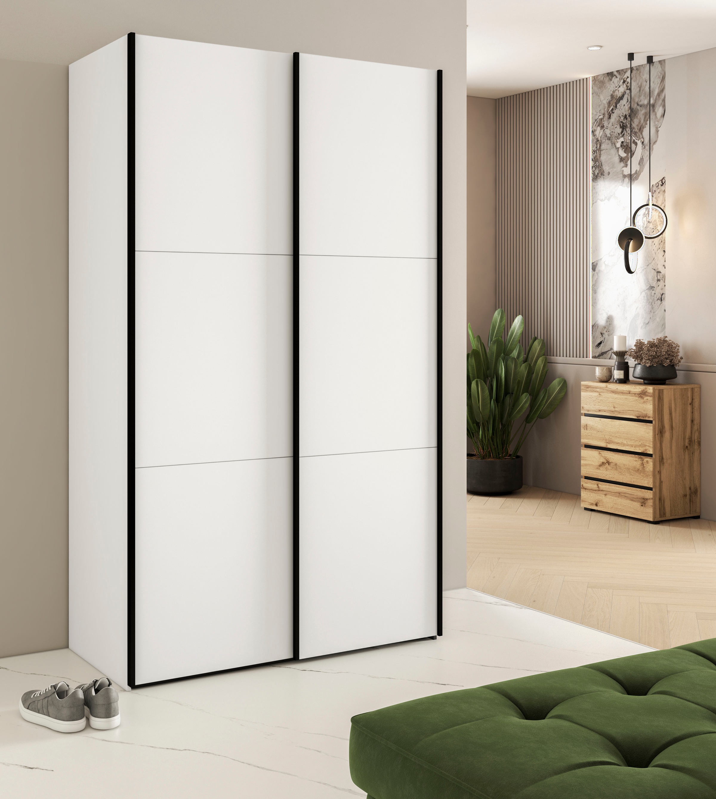 INOSIGN Kleiderschrank »Eastvale, 120x64x210cm, ideal für kleine Räume oder Nischen«, Schrank mit Schwebetüren, FSC-zertifiziert, Metallgriffe