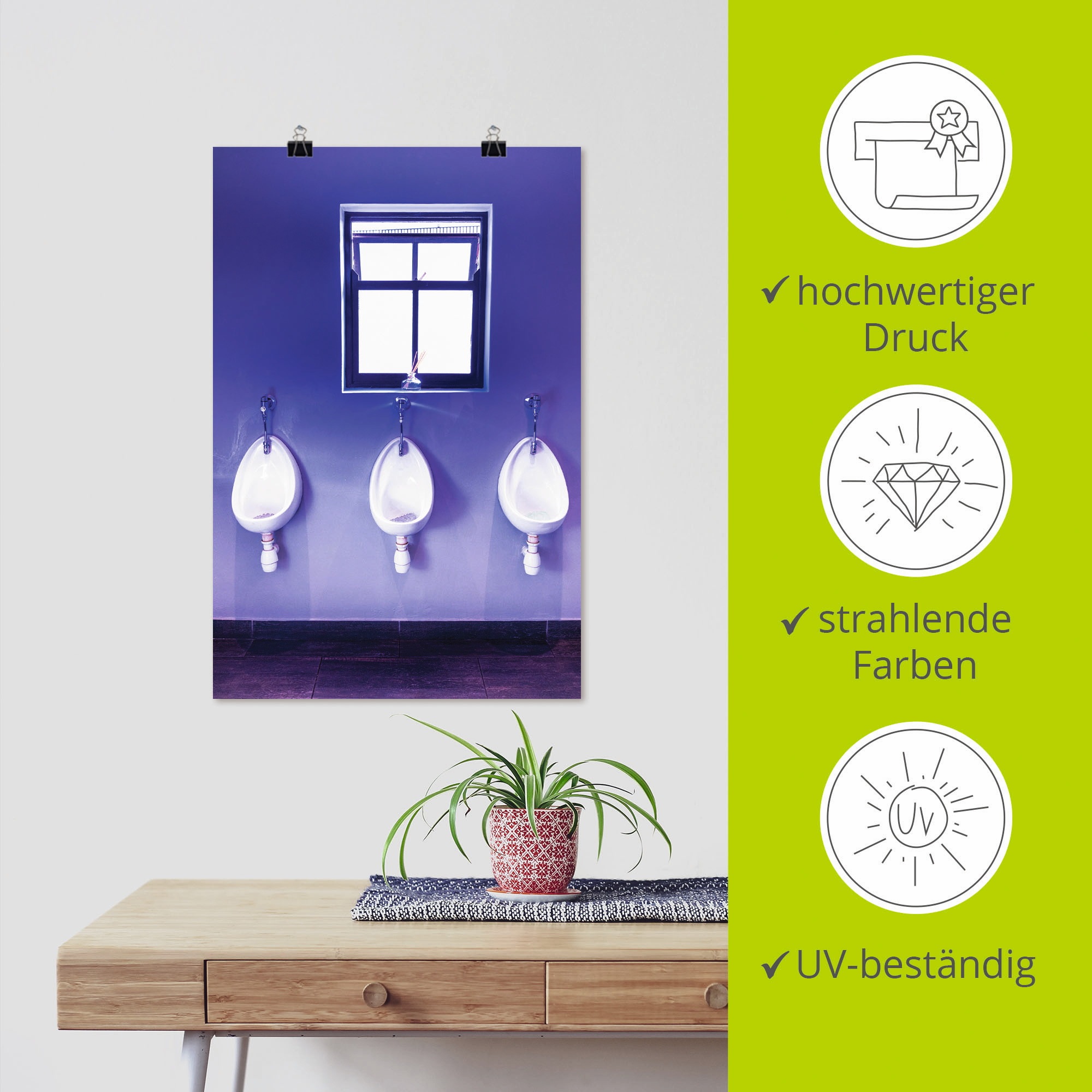 Artland Poster »Toilette«, Innenarchitektur, (1 St.), als Alubild, Leinwandbild, Wandaufkleber oder Poster in versch. Größen