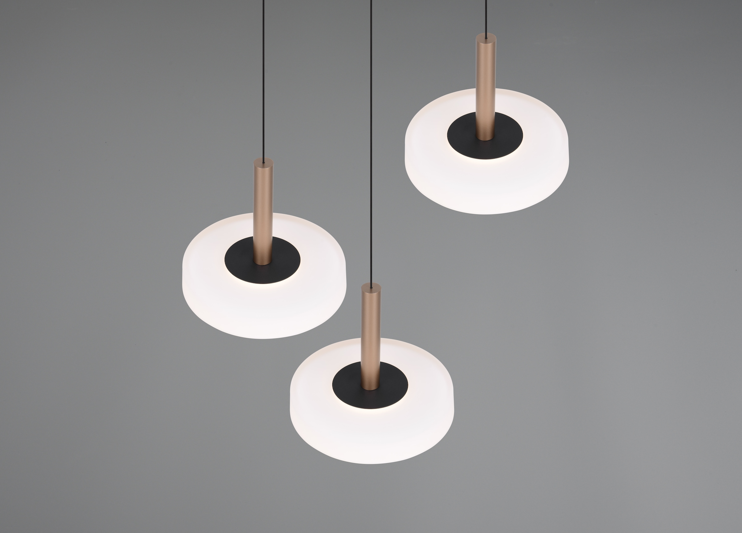 TRIO Leuchten LED Pendelleuchte »CELESTE dimmbare LED Hängelampe aus Metall und Glas, 7,5W, 750 Lumen«, 3 flammig, Leuchtmittel LED-Board | LED fest integriert, 3-flammig einfach höhenverstellbar von 50-200 cm 3-Stufen Dimmfunktion
