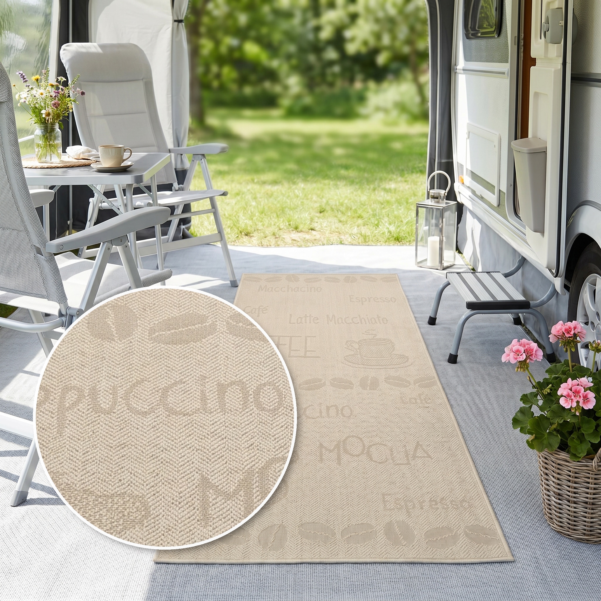 OTTO home Läufer "Coffee, Kaffee-Motive, In- und Outdoor geeignet" rechteckig 5 mm Höhe Wetterfest, UV-beständig, Küchenläufer, Camping, Balkon
