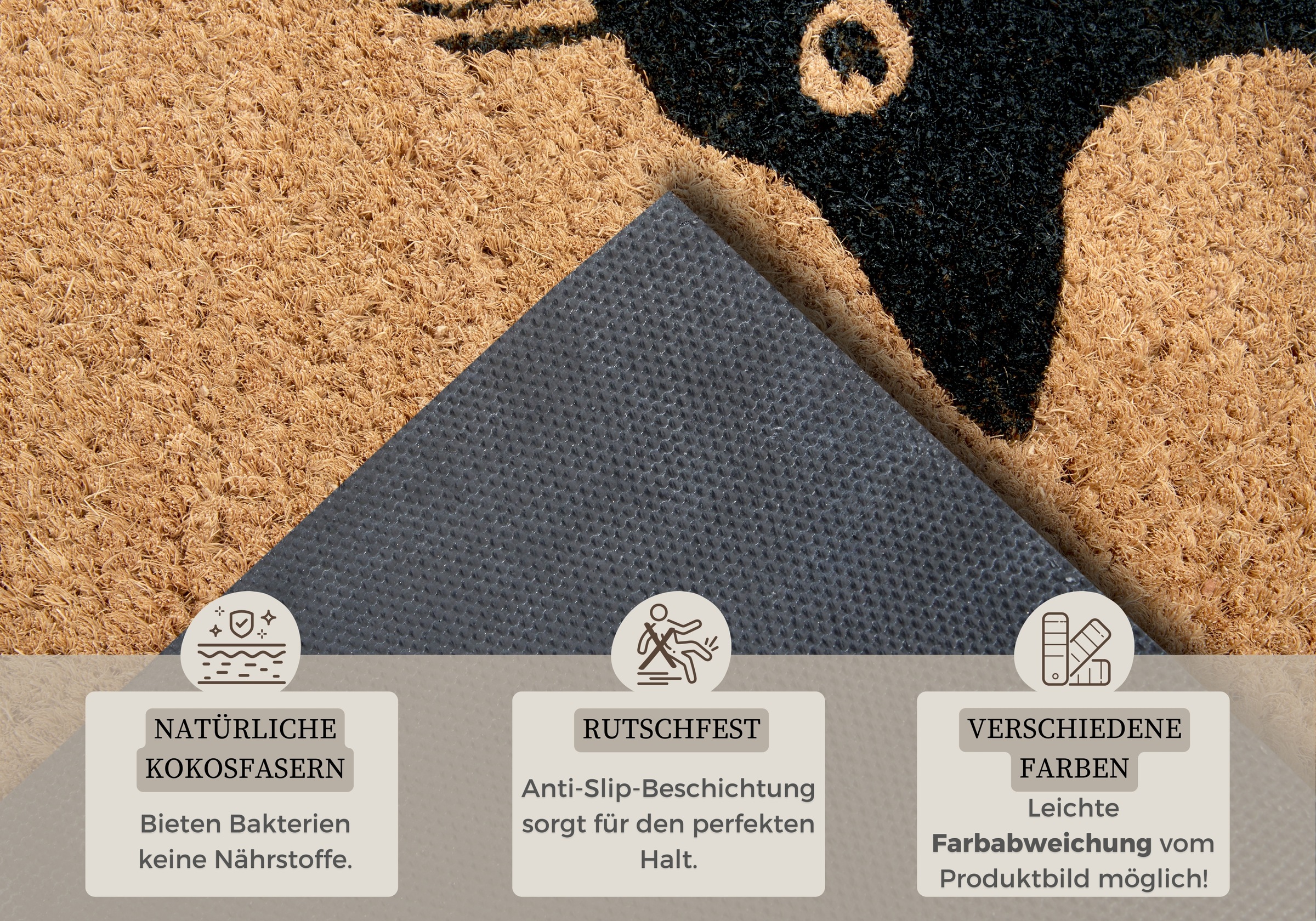 HANSE Home Fußmatte »Mix Mats Kokos Cat Fan, Türmatte«, rechteckig, 15 mm Höhe, Kokos, Schmutzfangmatte, Outdoor, Rutschfest, Innen, Kokosmatte, Flur