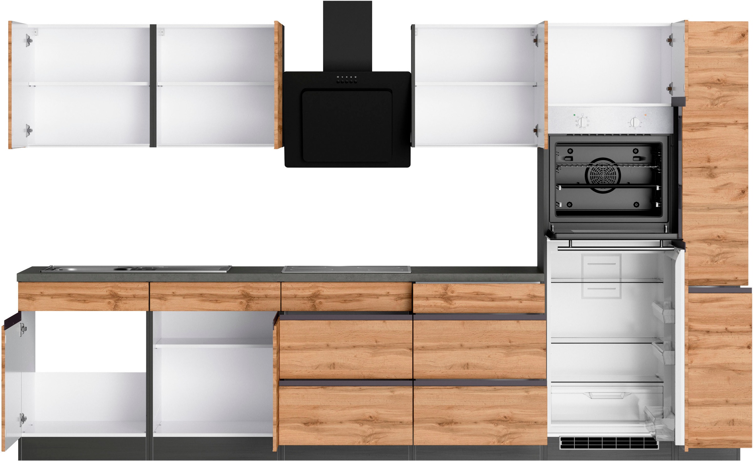 KOCHSTATION Küchenzeile »KS-Riesa«, Stellbreite 330 cm, ohne E-Geräte