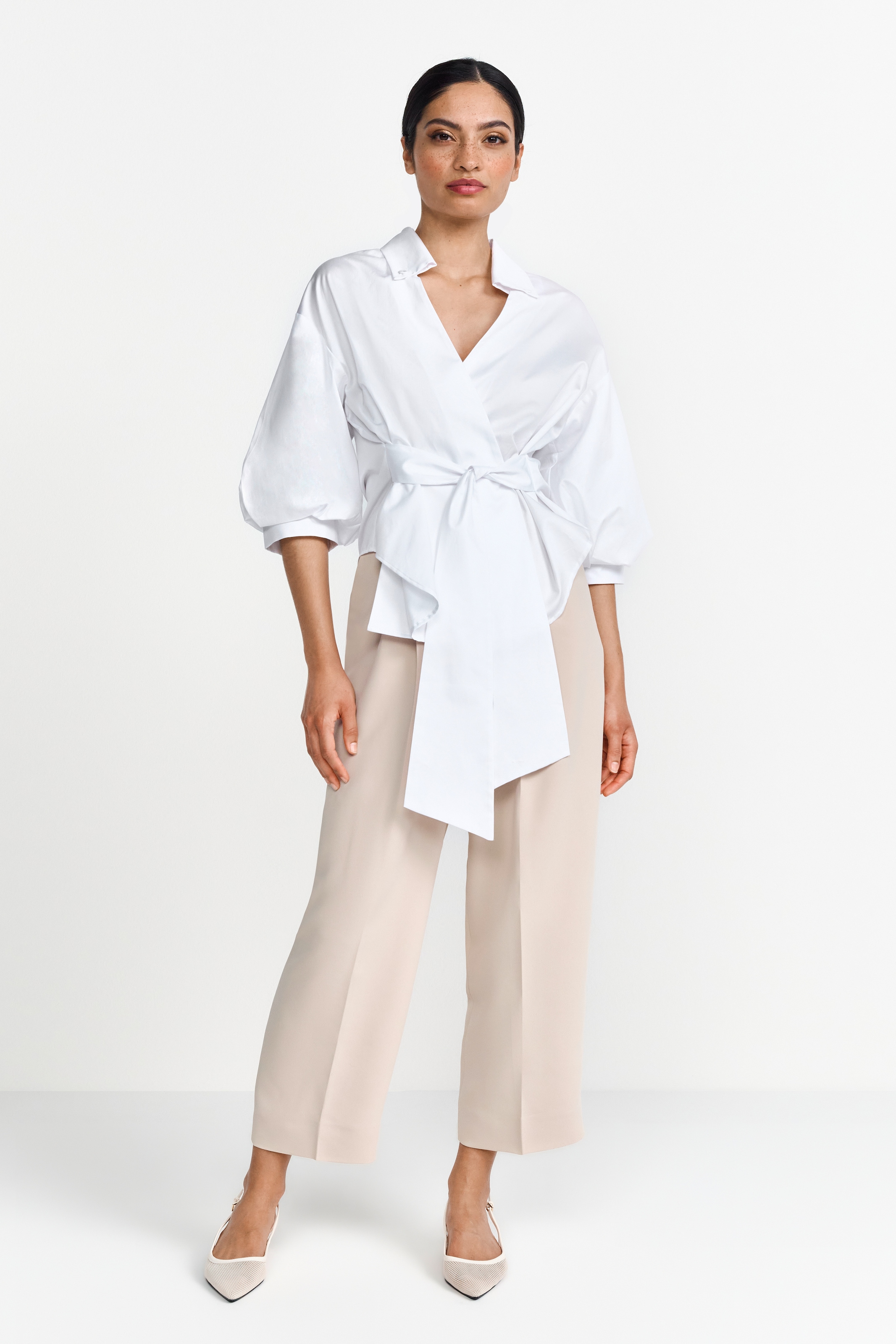 RICHROYAL Klassische Bluse, Mit überschnittener Schulter und Button-Down-Kragen