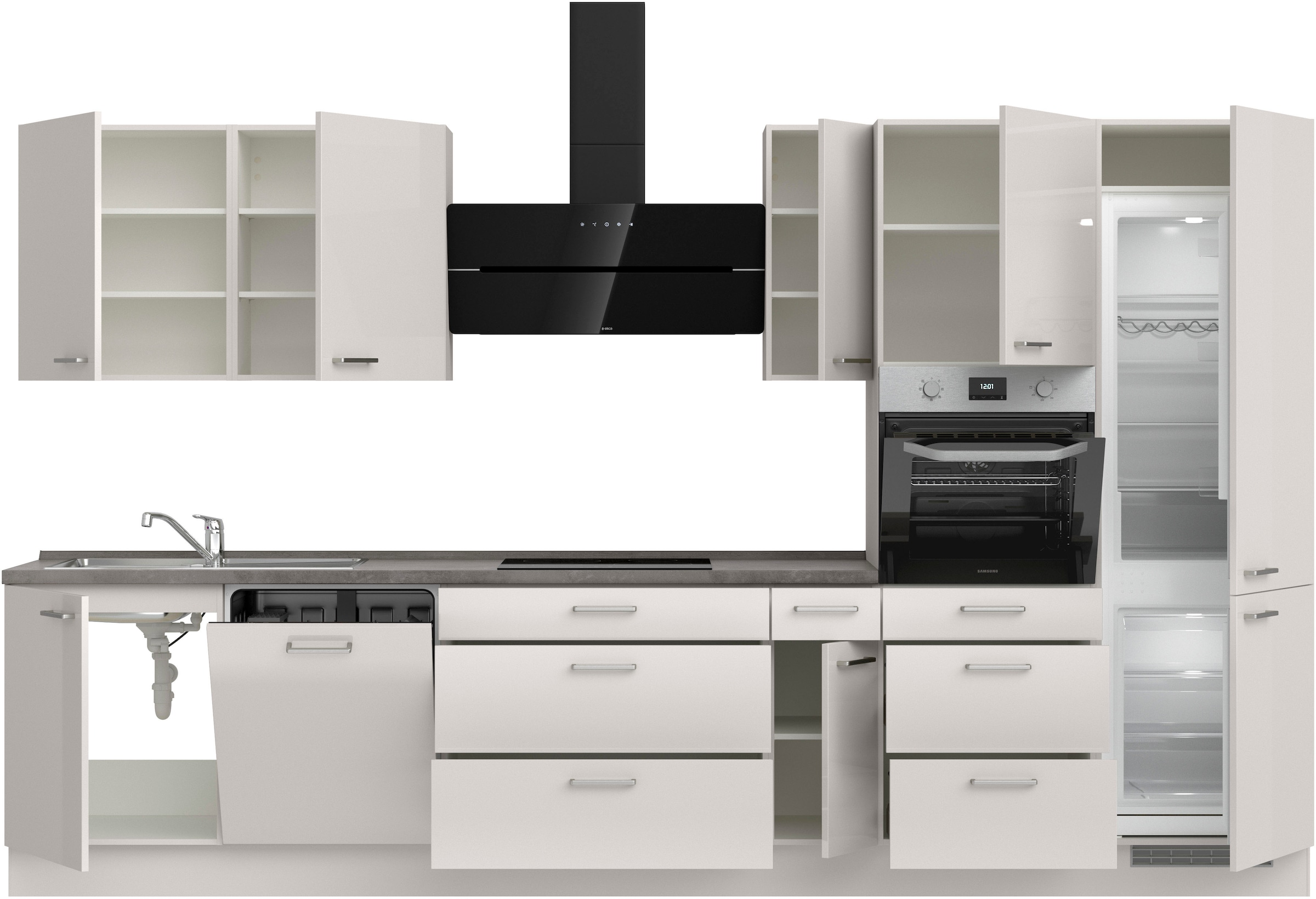 nobilia® Küchenzeile »"Flash II"«, vormontiert, Ausrichtung wählbar, Breite 360 cm, wahlw. mit E-Geräten