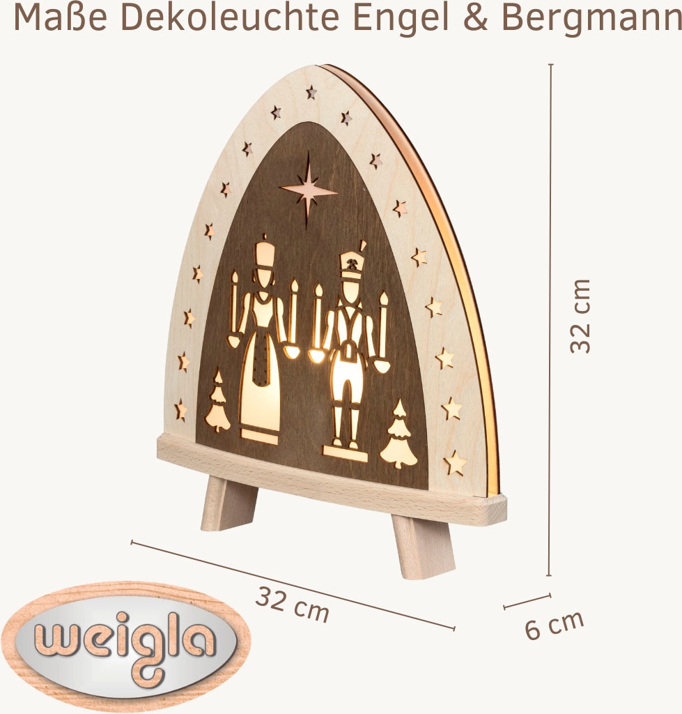 Weigla LED Lichterbogen »Engel und Bergmann, Erzgebirge«, Weihnachtsdeko aus Holz