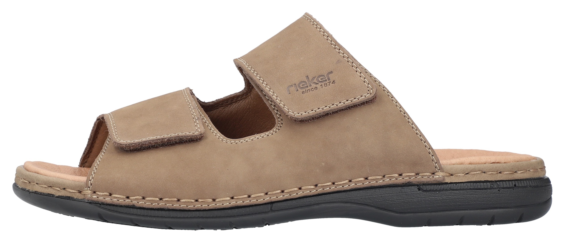 Rieker Pantolette, Sommerschuh, Schlappen, Klettschuh, mit Leder-Innensohle