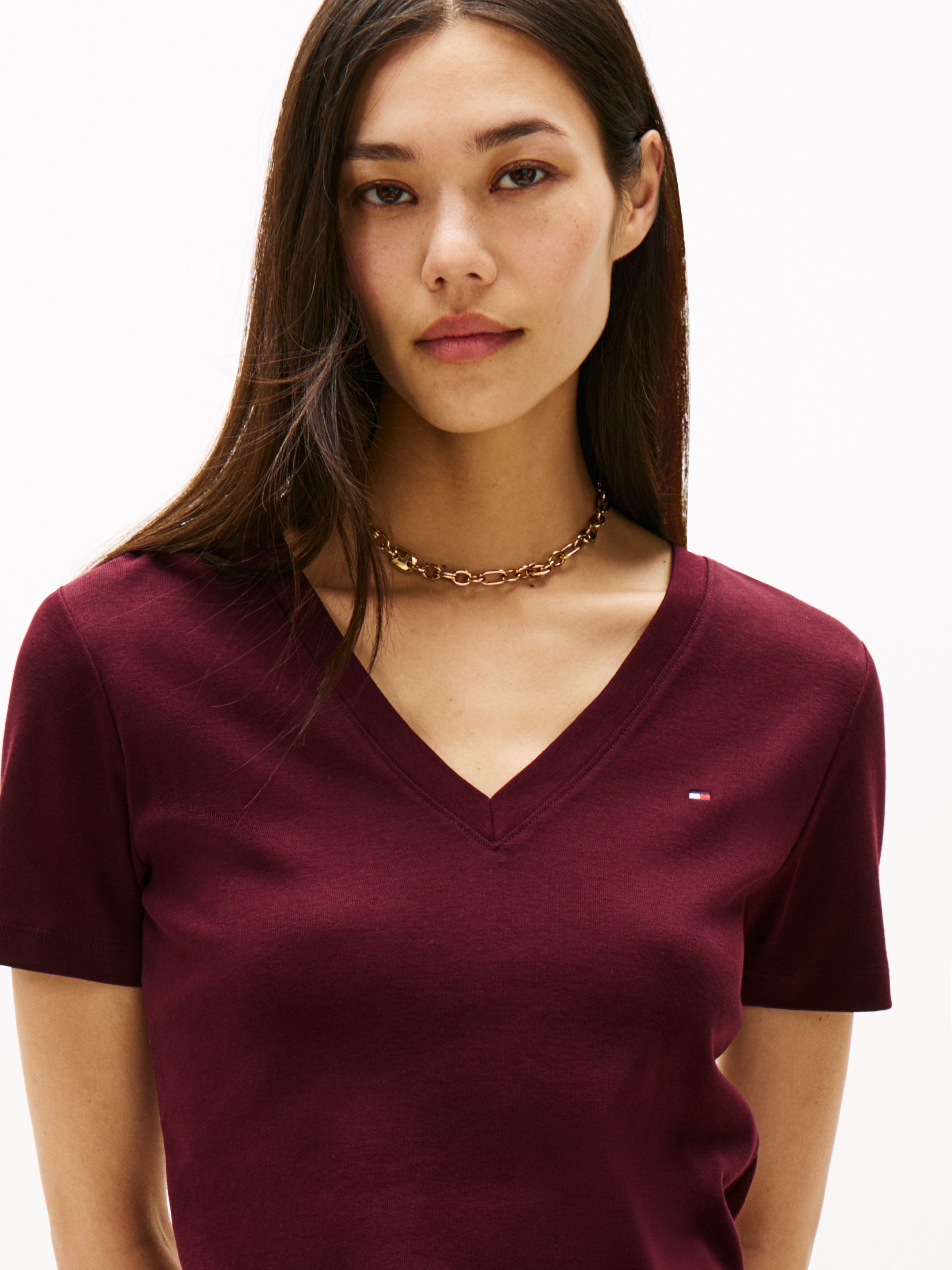 Tommy Hilfiger T-Shirt "SLIM CODY V-NK SS mit V-Ausschnitt und Streifen" Ba günstig online kaufen