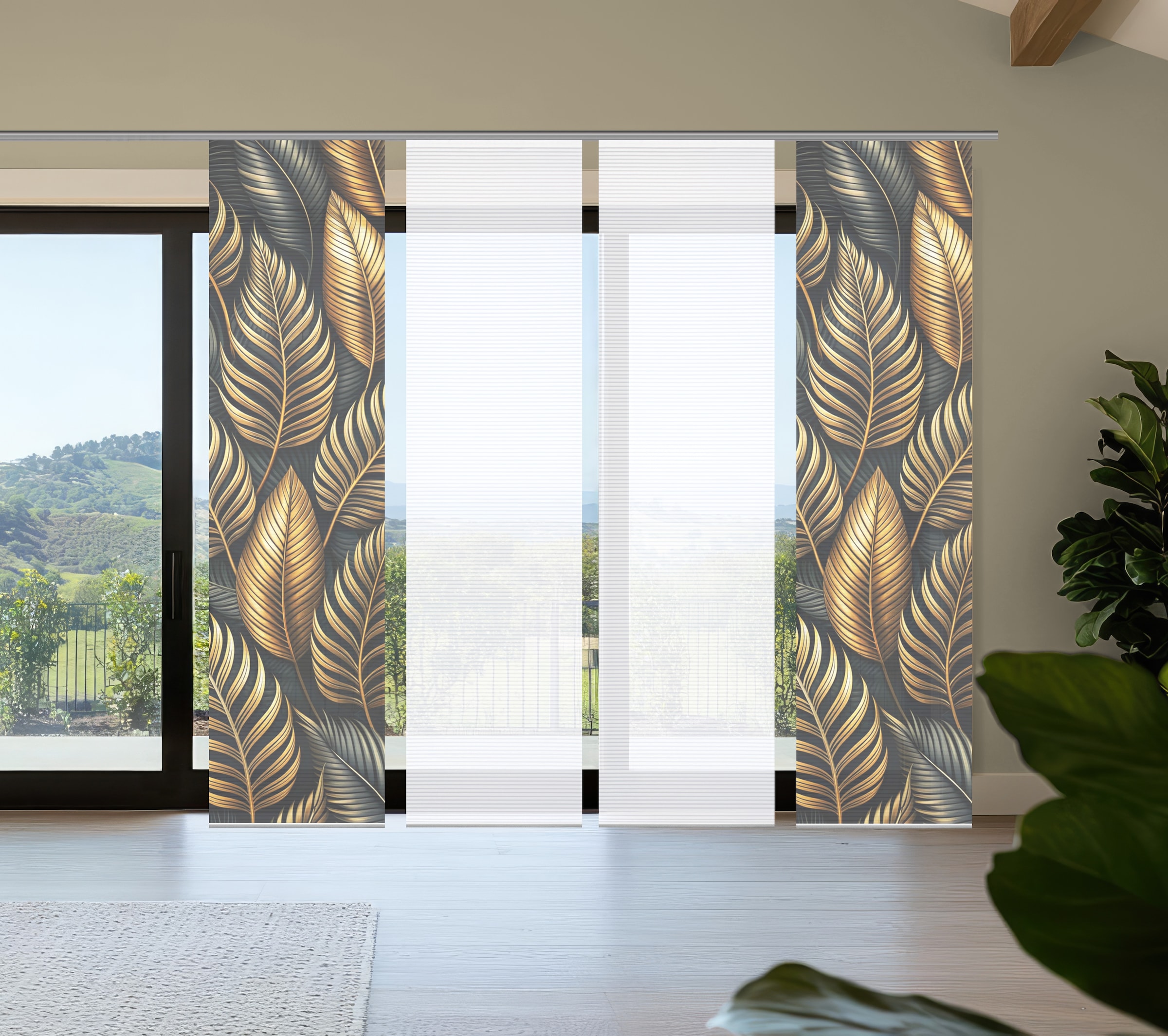 HOME in green Schiebegardine "ZEDRIC" Paneelwagen 4 Stk. tlg. Bambusoptik, günstig online kaufen