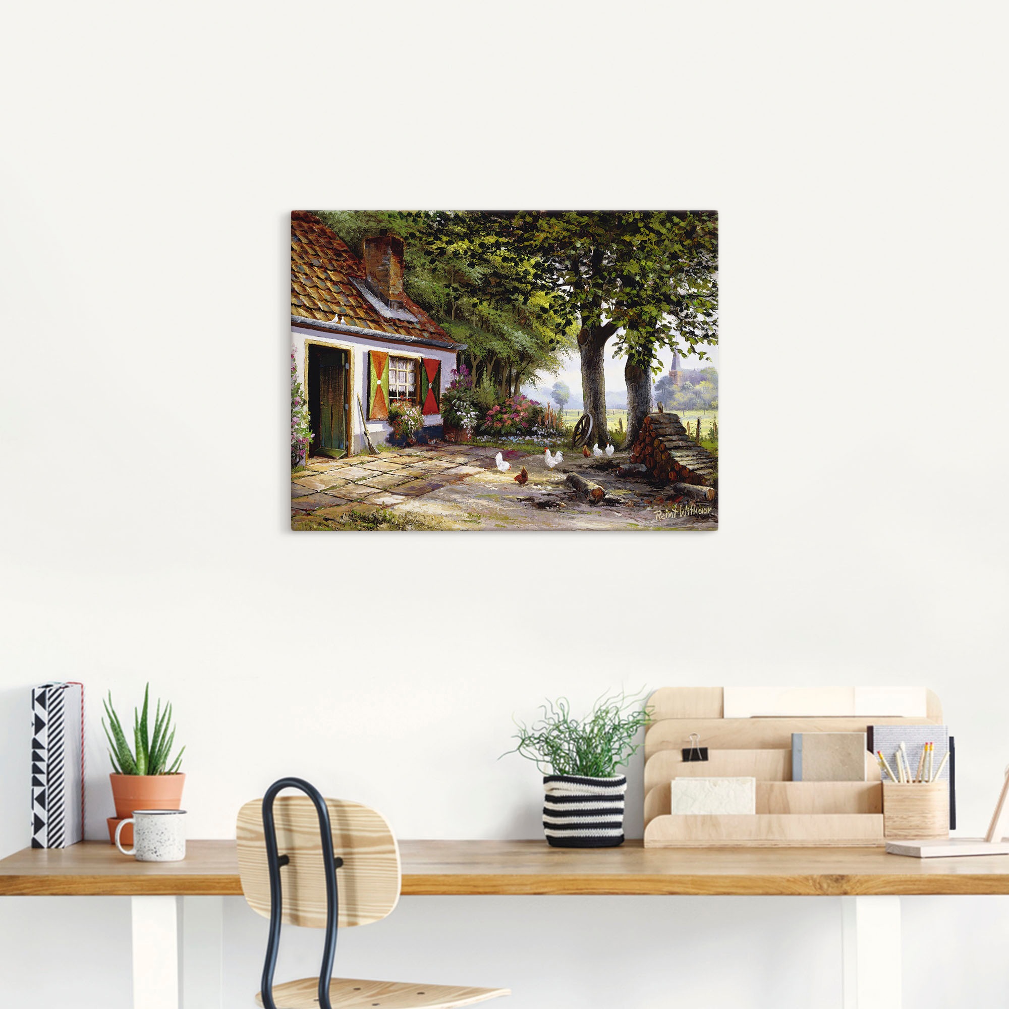Artland Wandbild "Hühner auf dem Hof" Garten 1 Stk. tlg. als Leinwandbild, günstig online kaufen