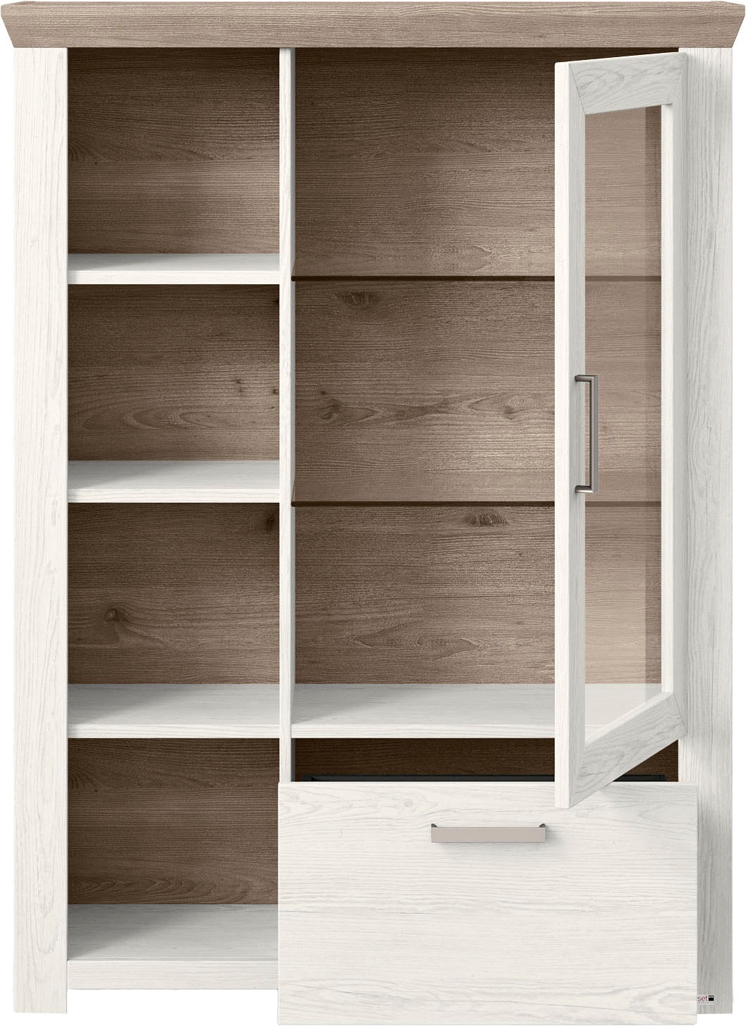 set one by Musterring Highboard »York«, Typ 13 und 14, mit Glastür und Schubkasten, 3 Farbvarianten, B 105 cm