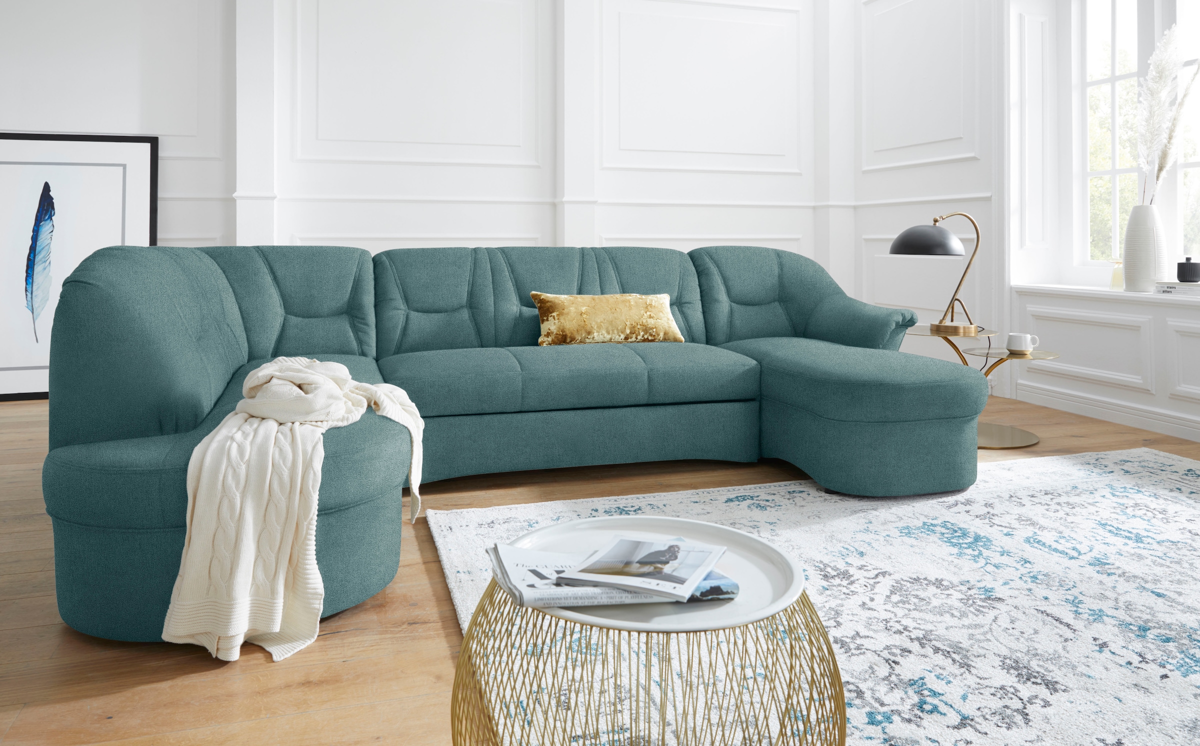 DOMO collection "SARAFINA 295x83x180 cm, auch mit Federkern für mehr Sitzkomfort" whlw. mit Bettfunktion, elegantes Design, U-Form