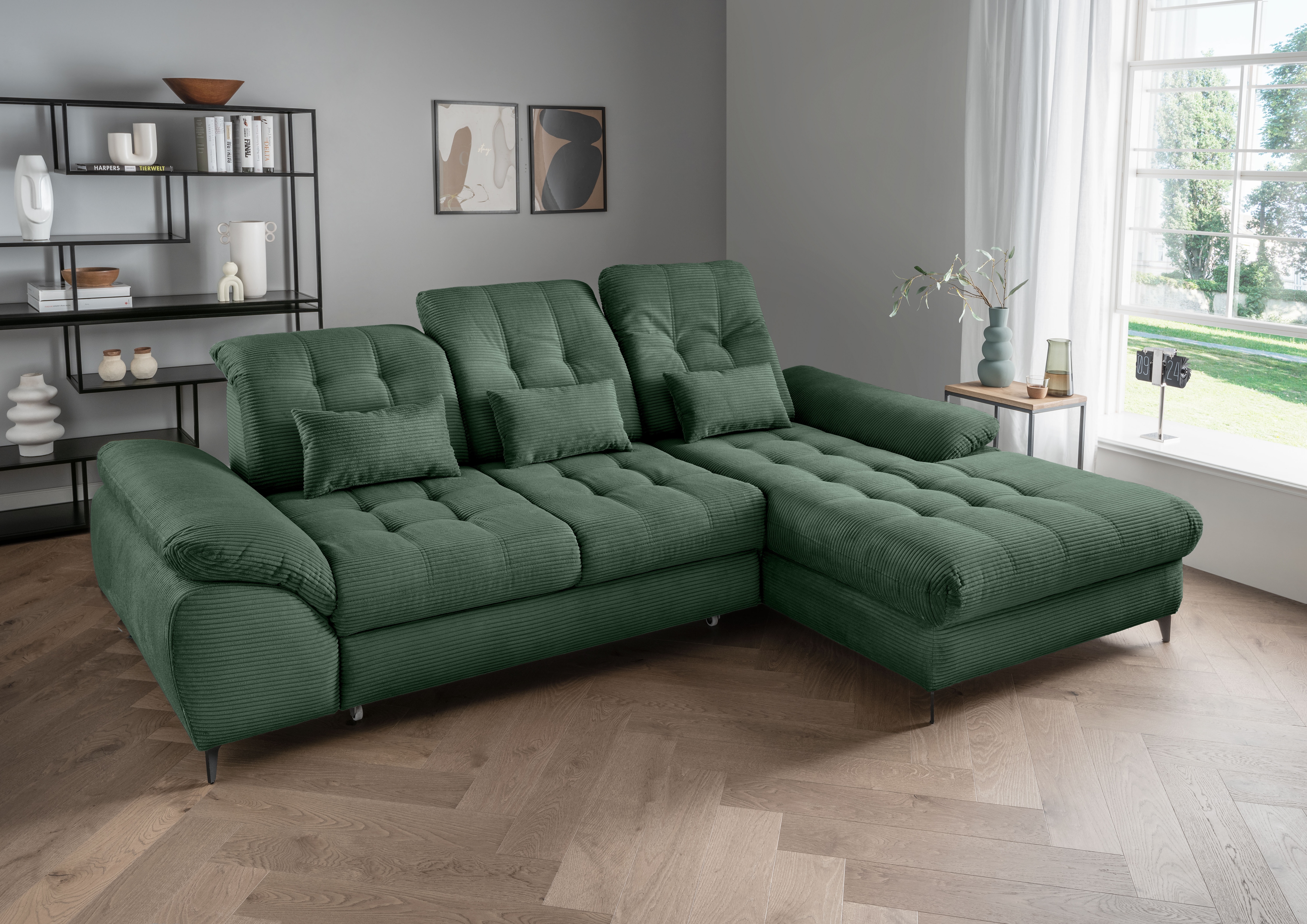 OTTO home Ecksofa "Delphino Multifunktion, bequem, tolle Detailverarbeitung, Breite 273cm" L-Form, Bettkasten, Schlaffunktion, Sitztiefenverstellung