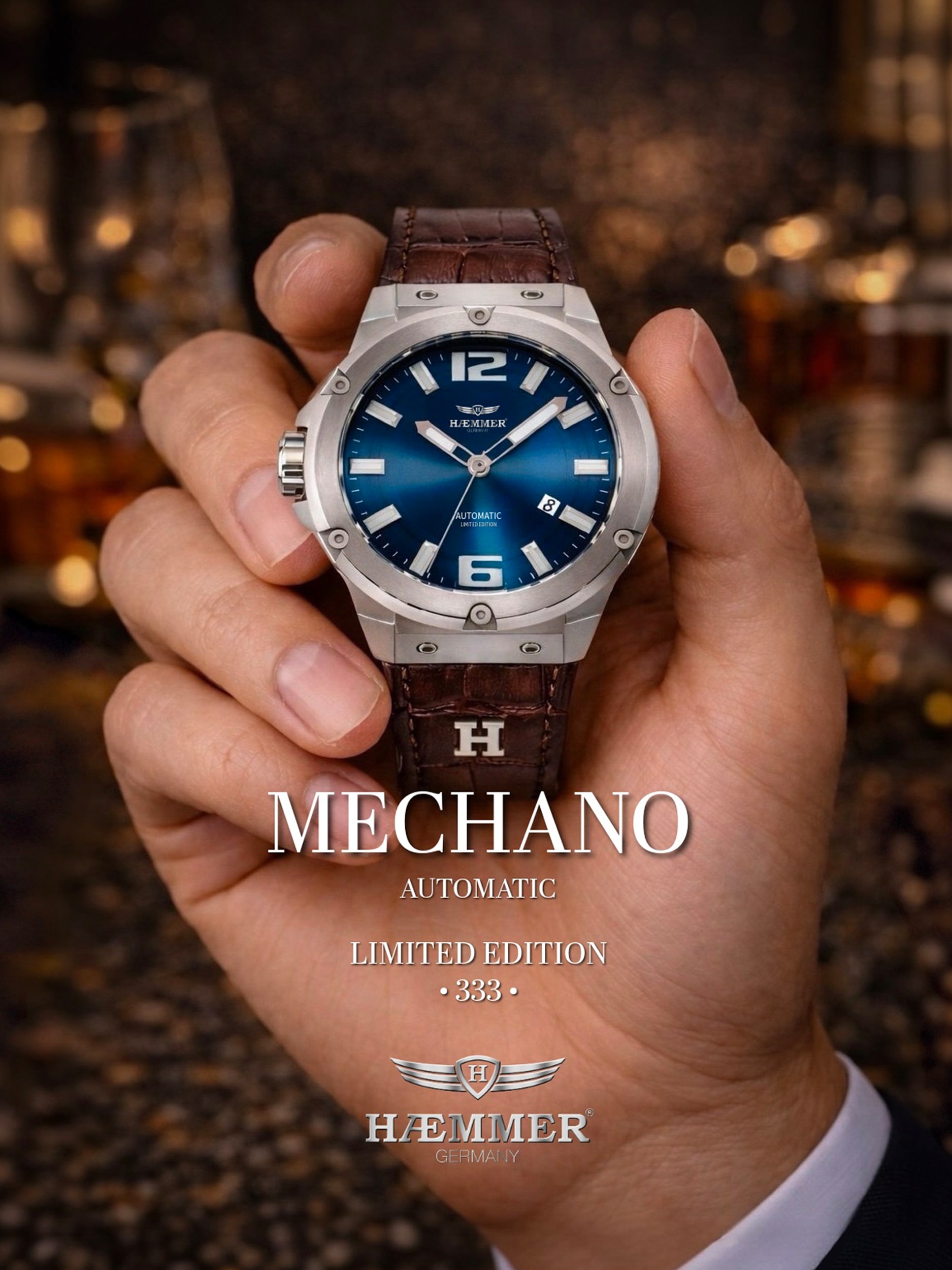 HAEMMER GERMANY Automatikuhr »MECHANO« Armbanduhr, Herrenuhr, Mechanische Uhr, analog, Tag